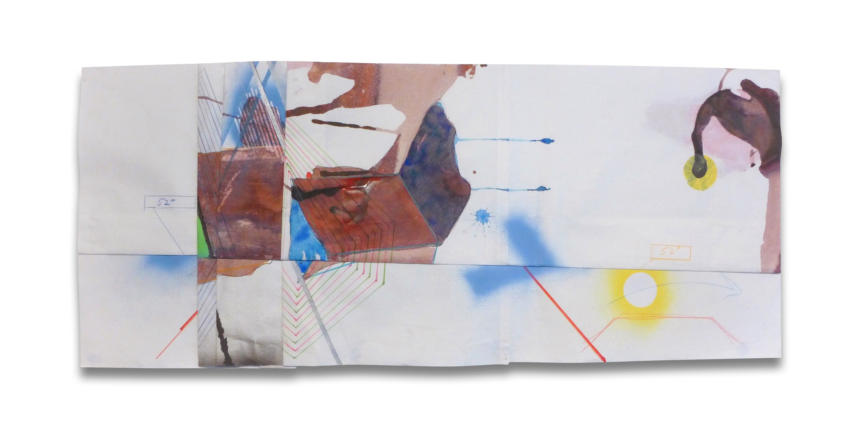 Artwork by Peter Soriano, L.I.C., Made of Spray paint, pencil, ink, watercolor on paper 