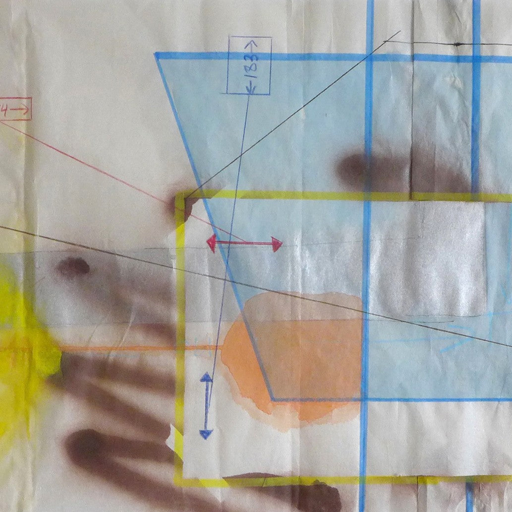 Artwork by Peter Soriano, Paris - Ober (Blue Tarp), Made of Spray paint, pencil, ink, watercolor on paper 