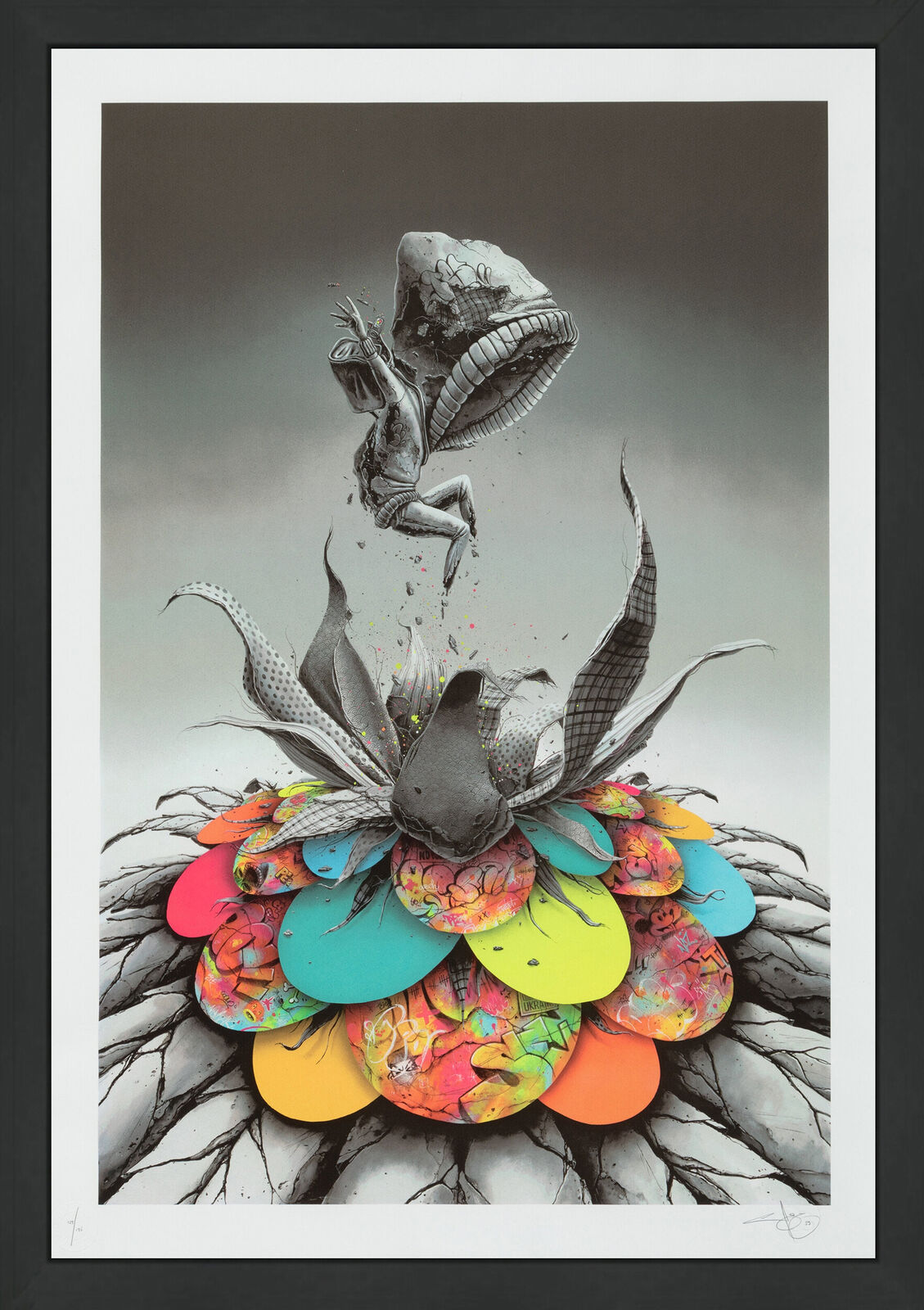 Bloom Boom (framed hand signed screen print) by PEZ, 2023