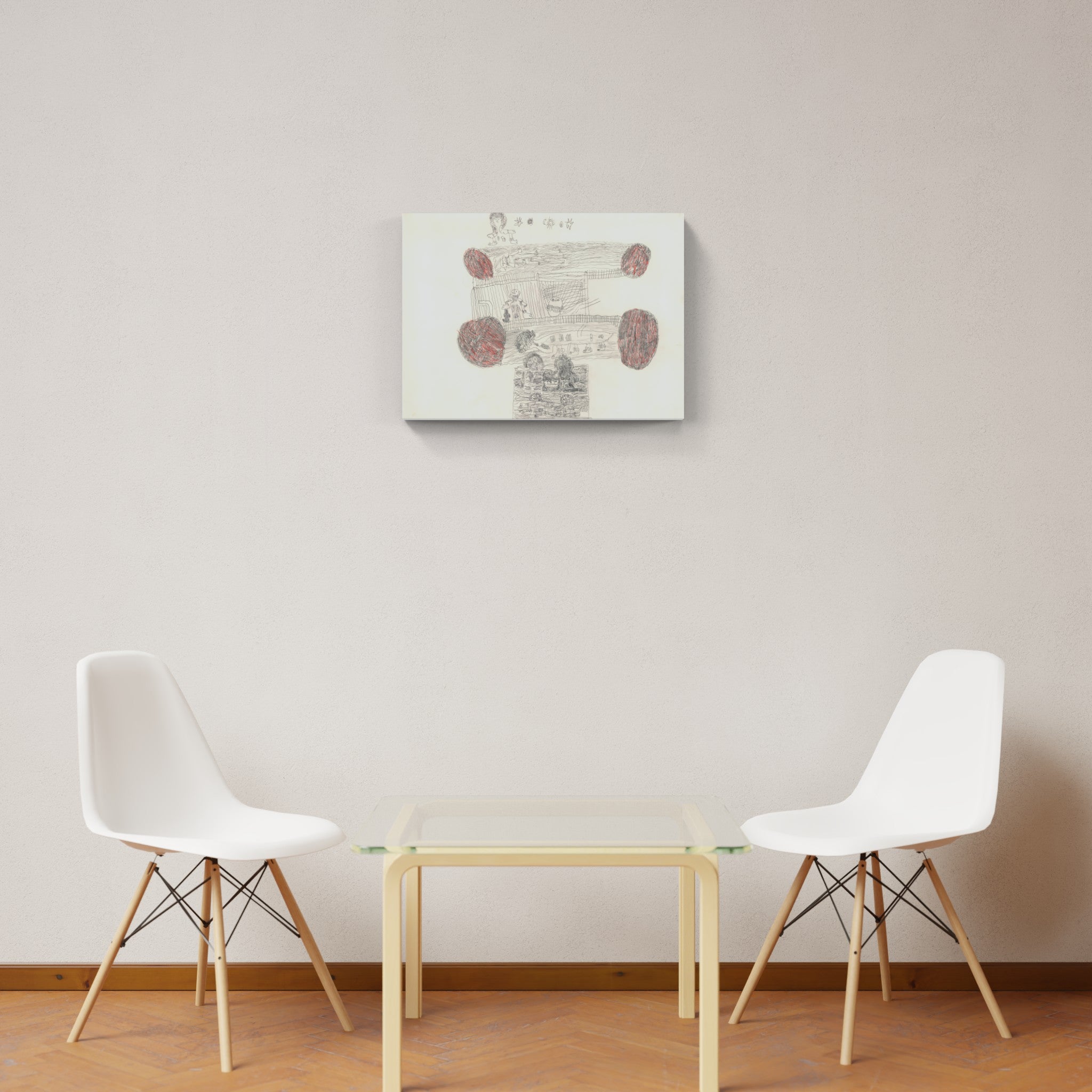 Artwork by Philipp Schöpke, Car with people, Made of Pencil, coloured pencils 