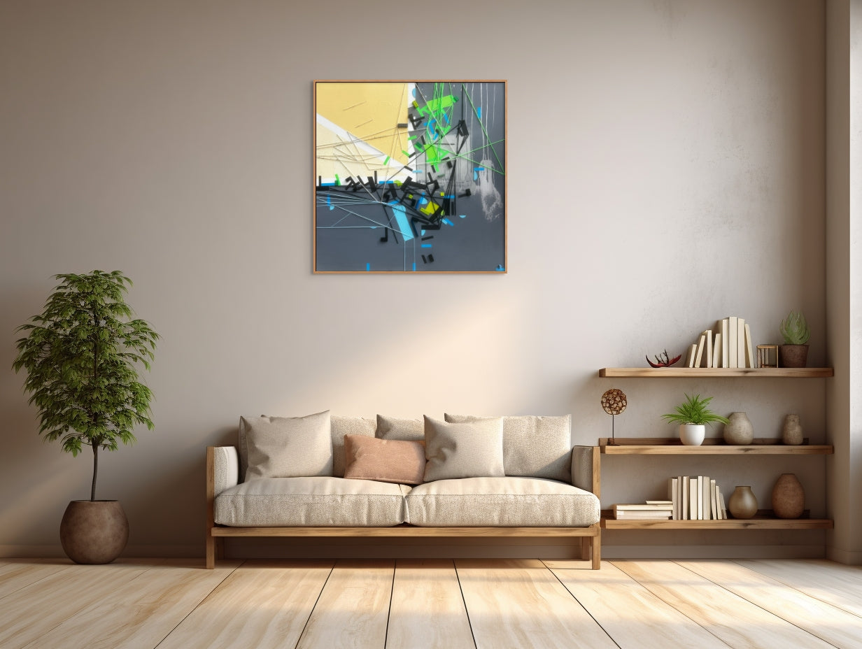 Artwork by Philippe Halaburda, Asheen Kumarii, Made of Acrylic, color tape, yarn and LEGO brick on canvas 