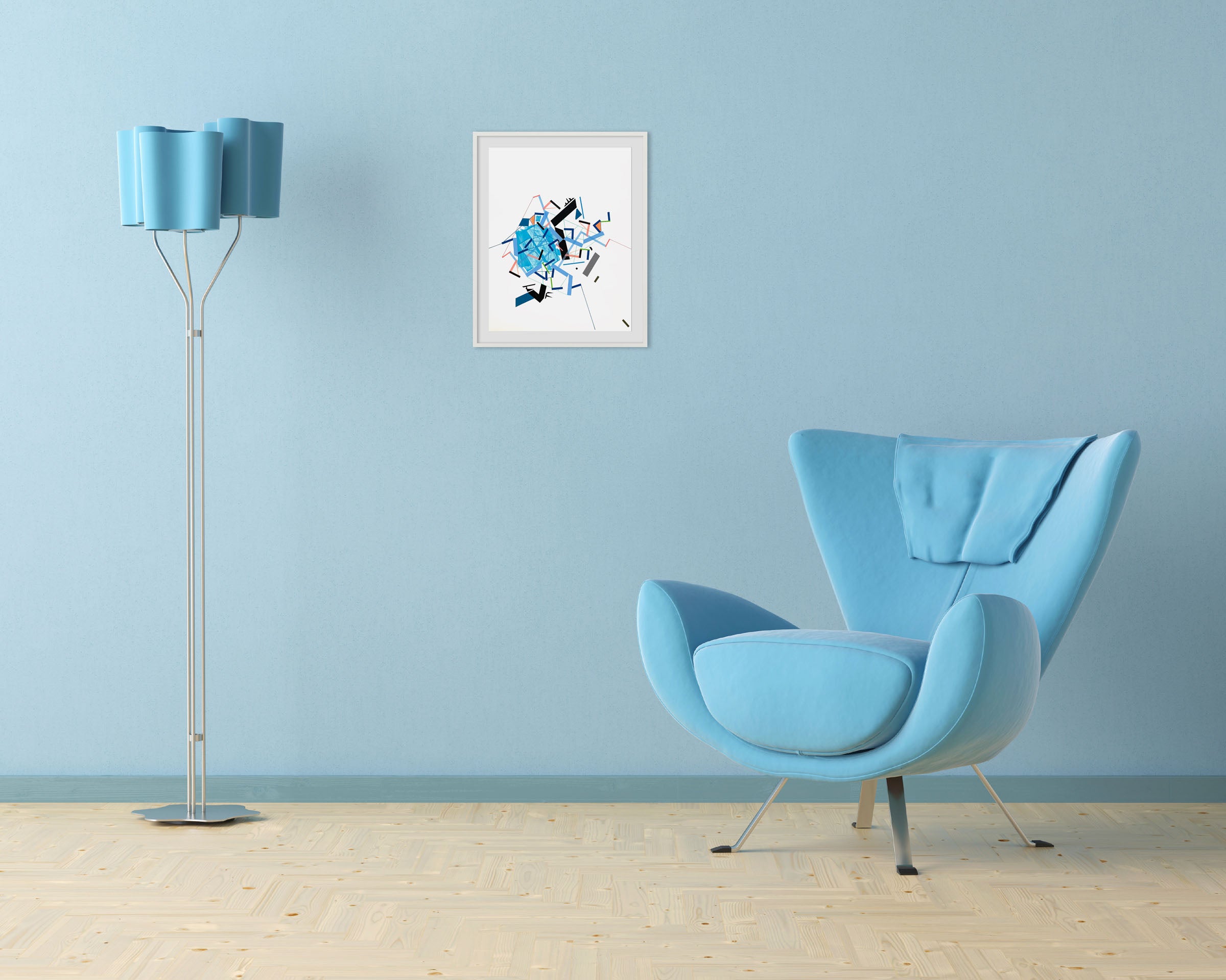 Artwork by Philippe Halaburda, Dive Icehhi 1, Made of Acrylic, felt tip colored and color tape on paper 