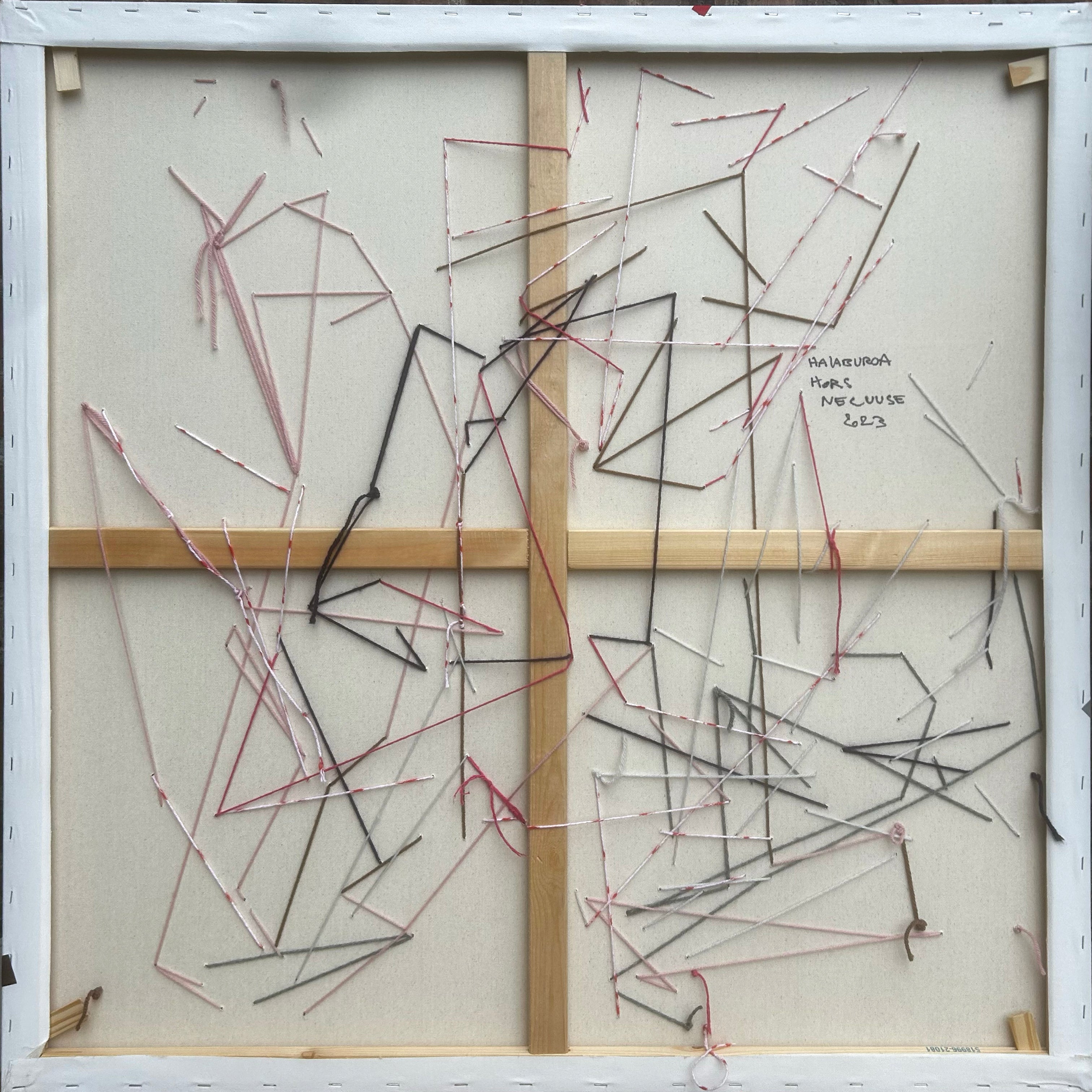 Artwork by Philippe Halaburda, Hors Necuuse, Made of Acrylic, color tape, and yarn on canvas 