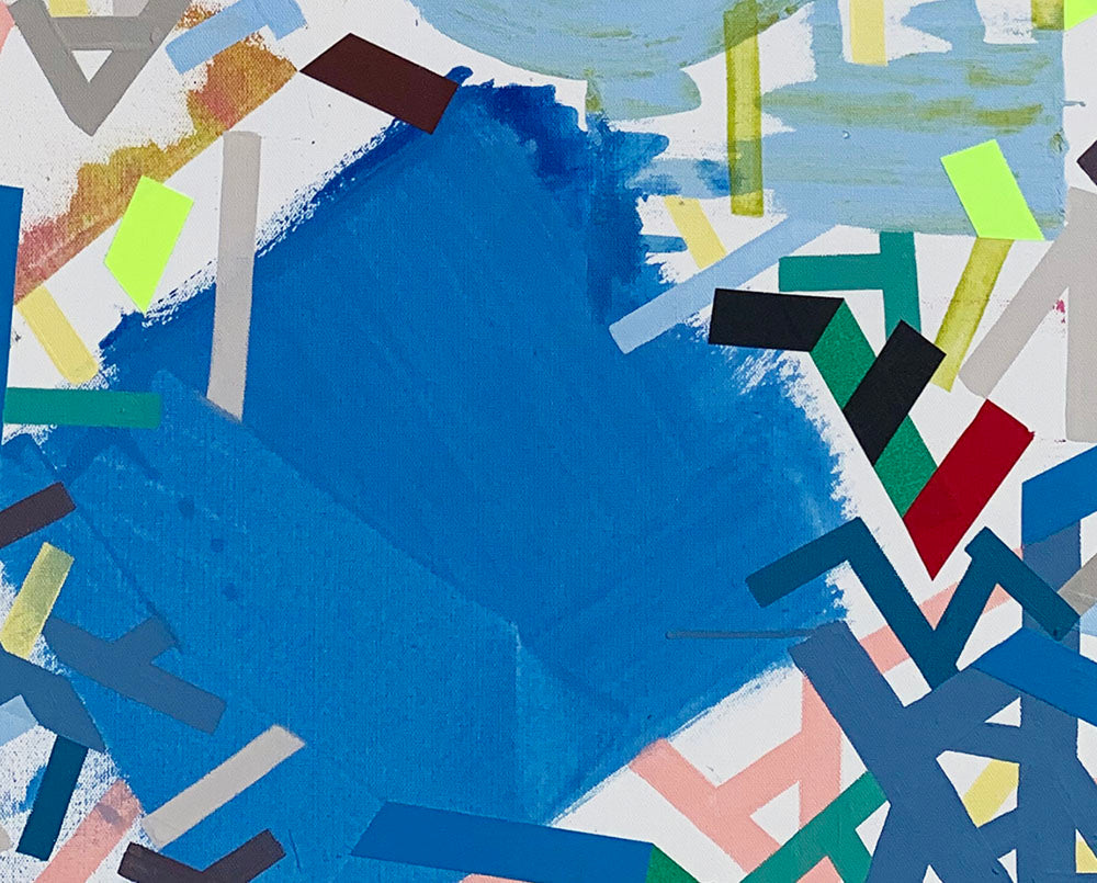 Artwork by Philippe Halaburda, Ikkunann molecules, Made of Acrylic and color tape on canvas 