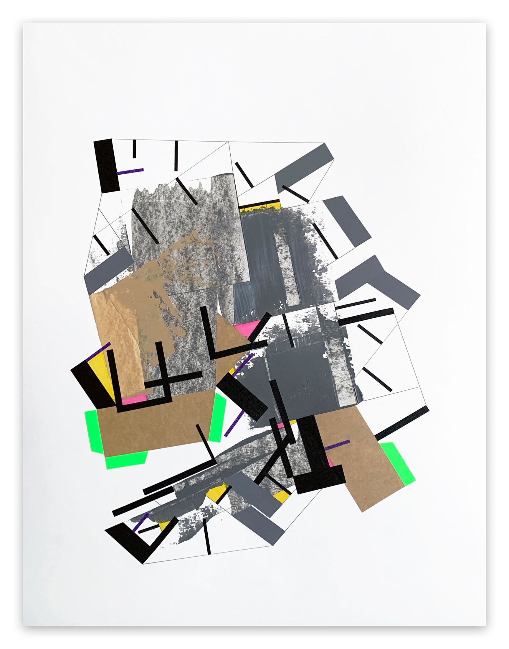 A piece of art that is on a white wall.