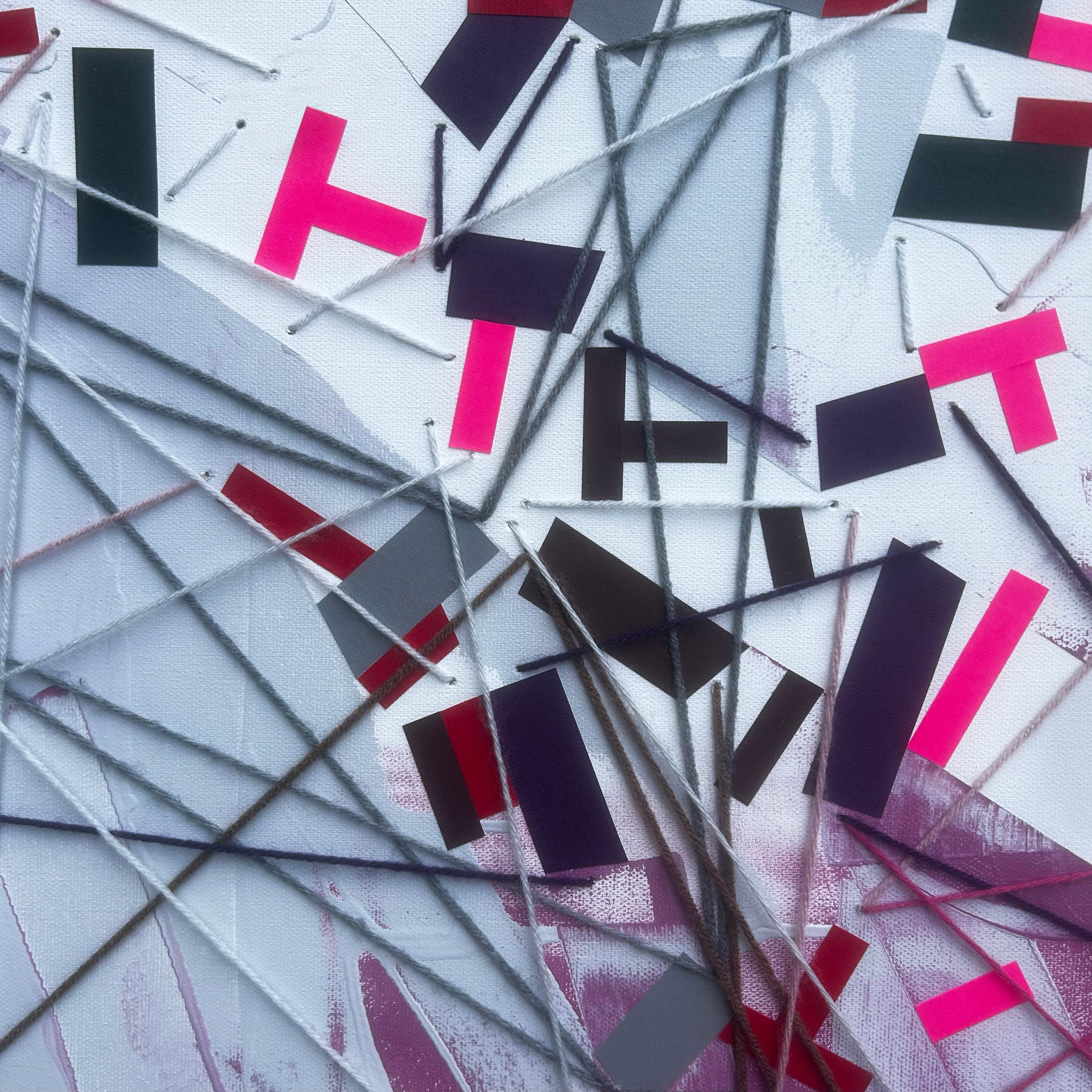 Artwork by Philippe Halaburda, Outro Revveckaa, Made of Acrylic, color tape, and yarn on canvas 