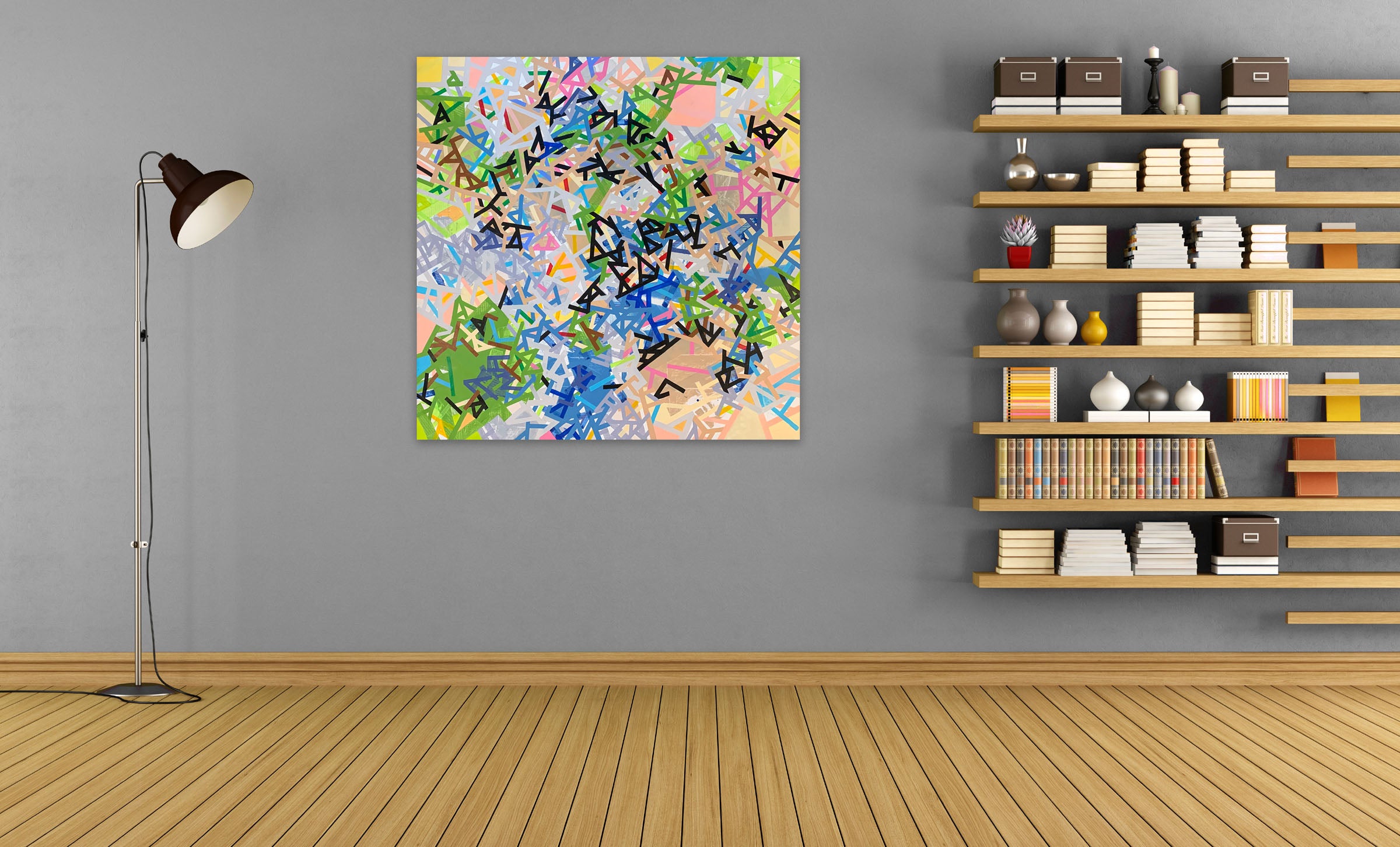 Artwork by Philippe Halaburda, Weendland istaanto, Made of Acrylic, felt tip colored and color tape on paper 