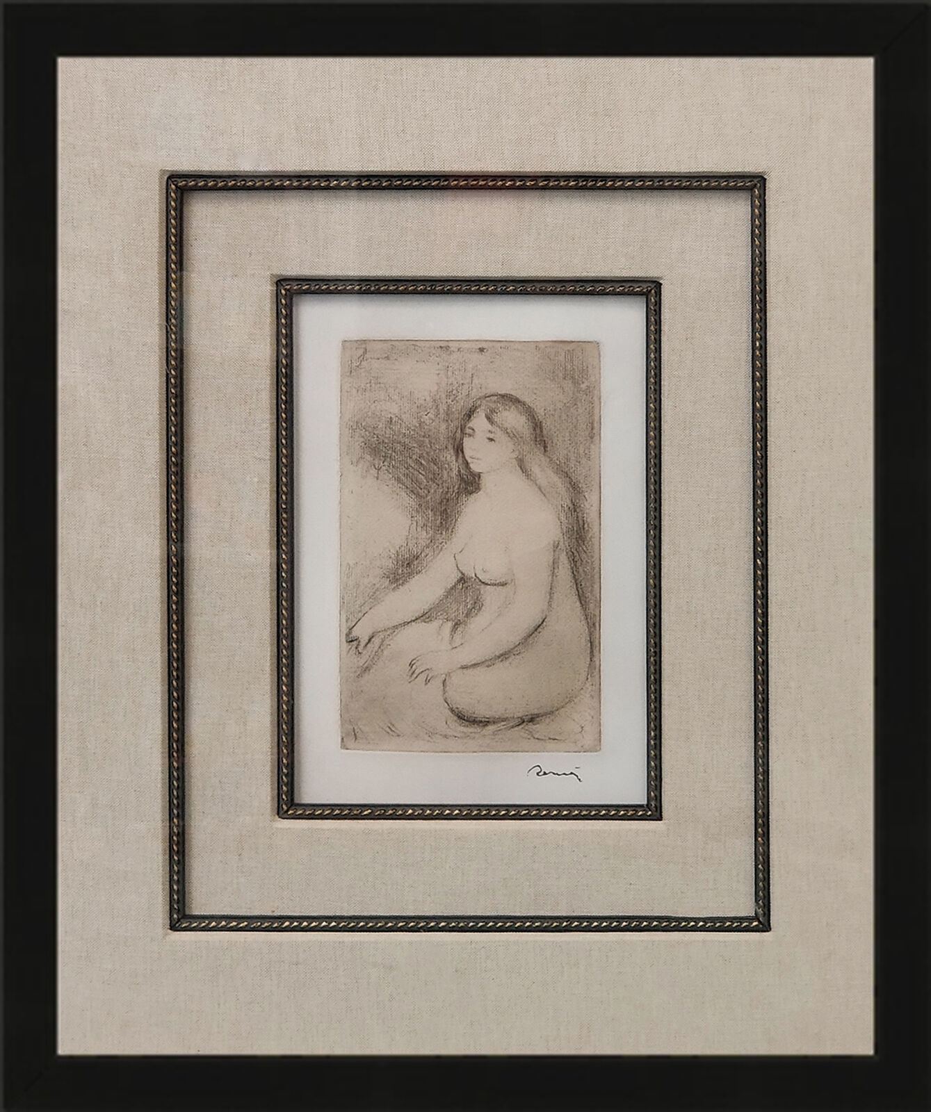 Artwork by Pierre-Auguste Renoir, BAIGNEUSE ASSISE, Made of Softground Etching 