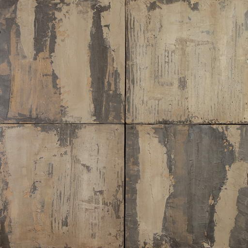 Artwork by Pierre Auville, 4 Carrés, Made of Pigmented cement on foam panels. Structural and hanging frame on the back 