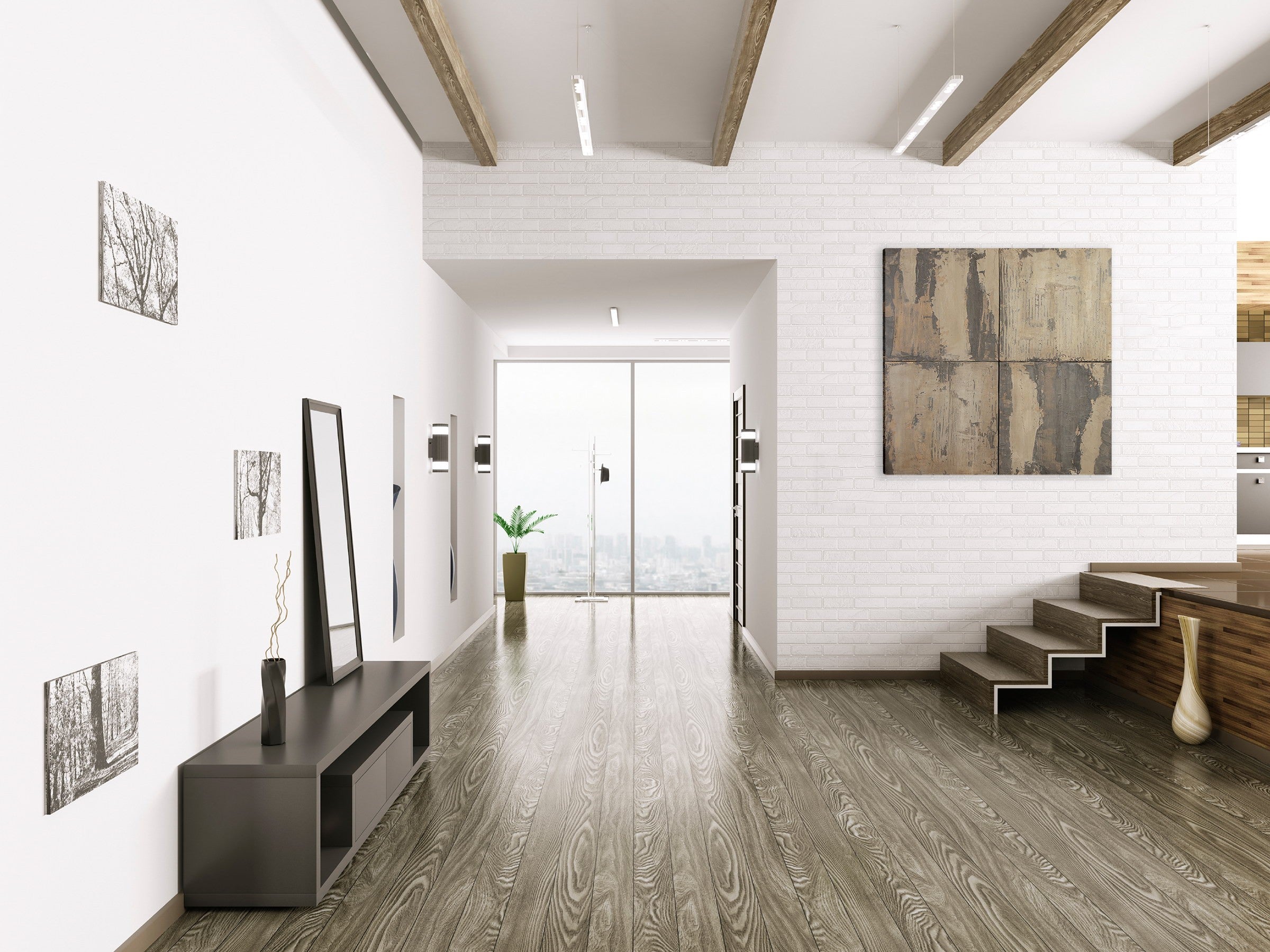 Artwork by Pierre Auville, 4 Carrés, Made of Pigmented cement on foam panels. Structural and hanging frame on the back 