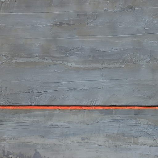 A painting of a gray wall with a red line on it.