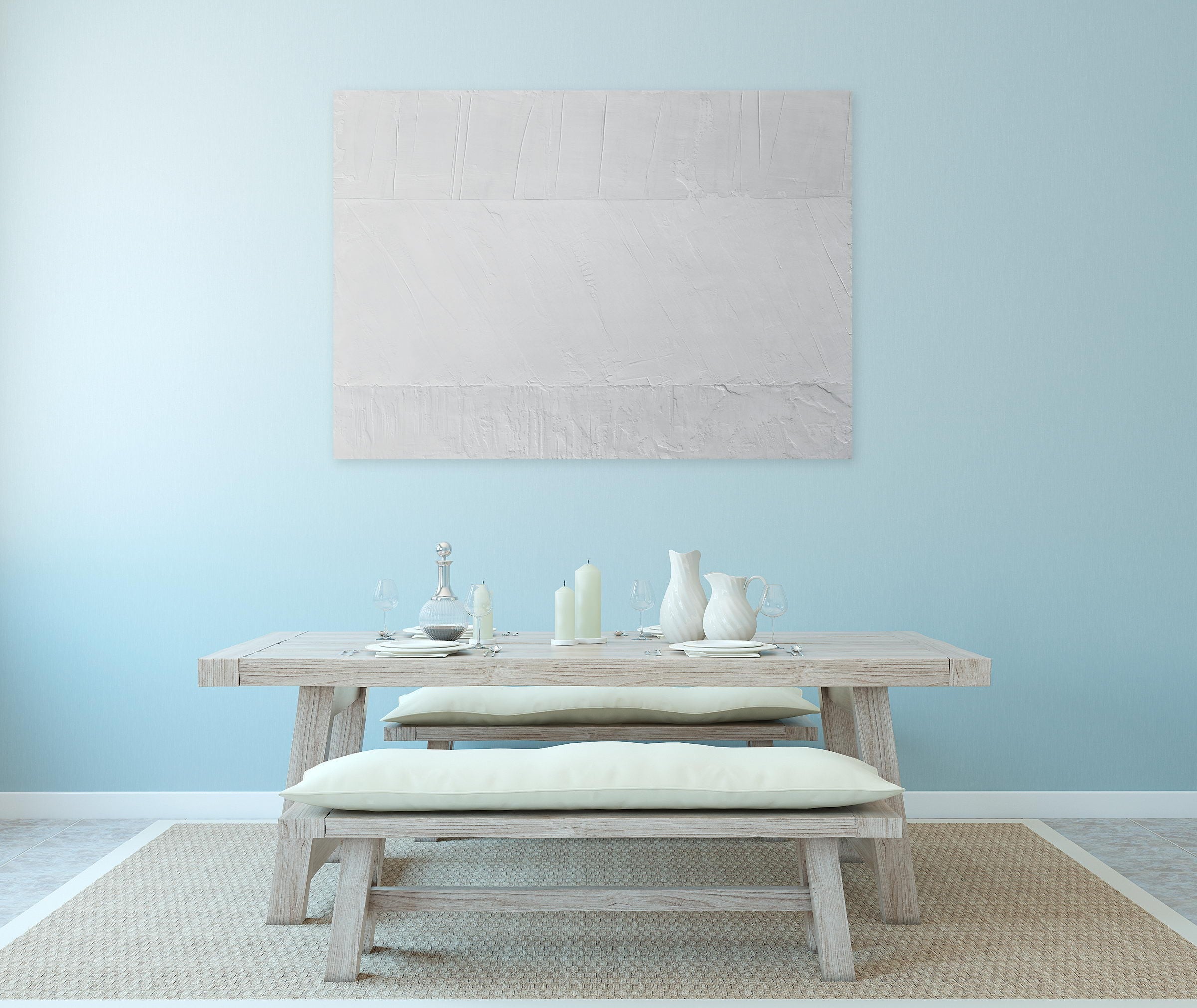 Artwork by Pierre Auville, Mare Nostrum, Made of Cement & marble powder on foam panel. Structural and hanging frame on the back. 