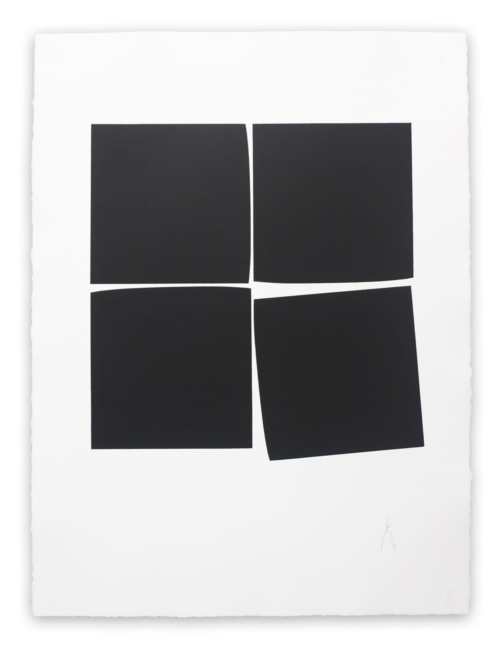 A black and white photo of four squares on a white background.