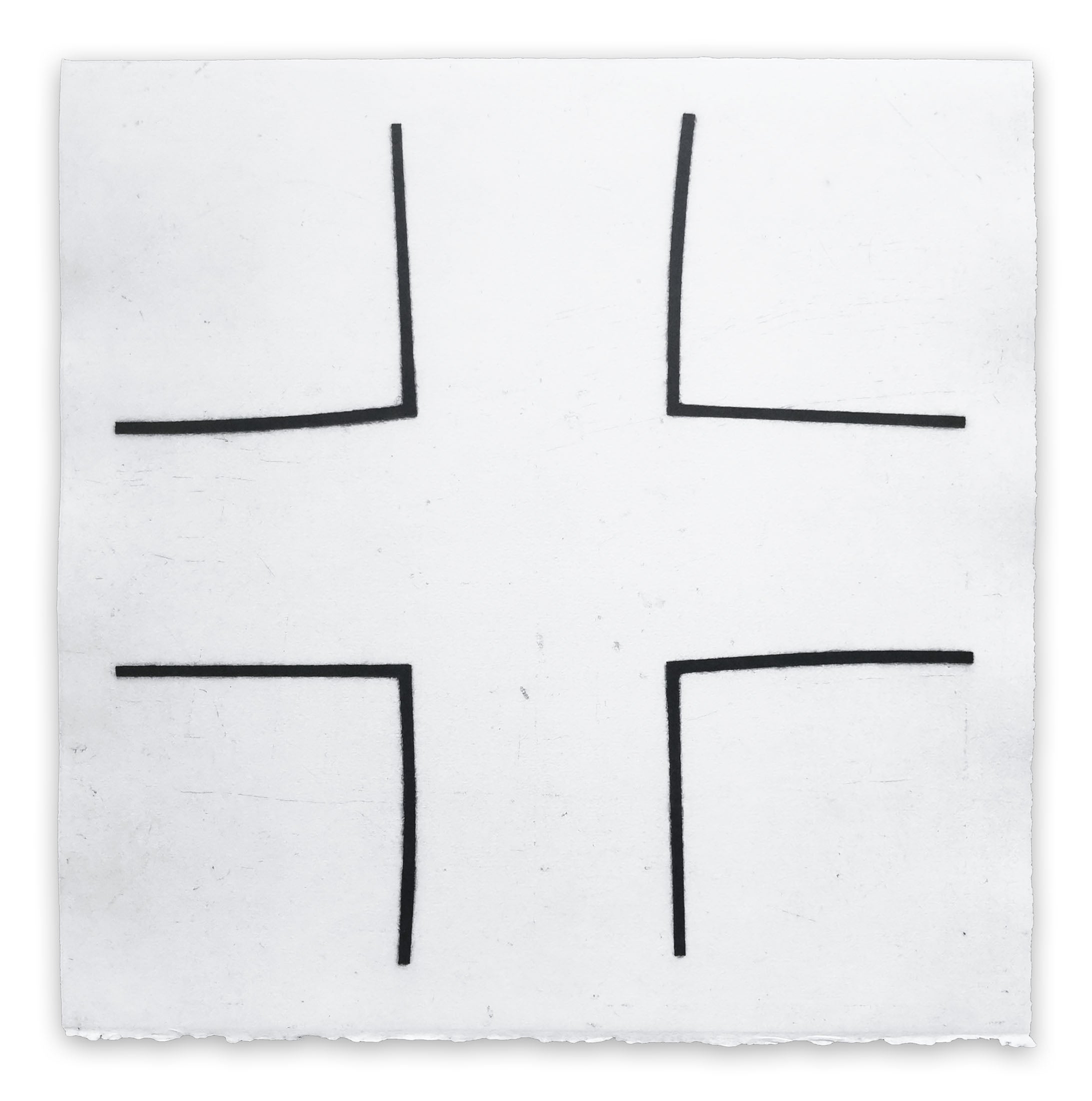 A set of four black and white squares on a white background.