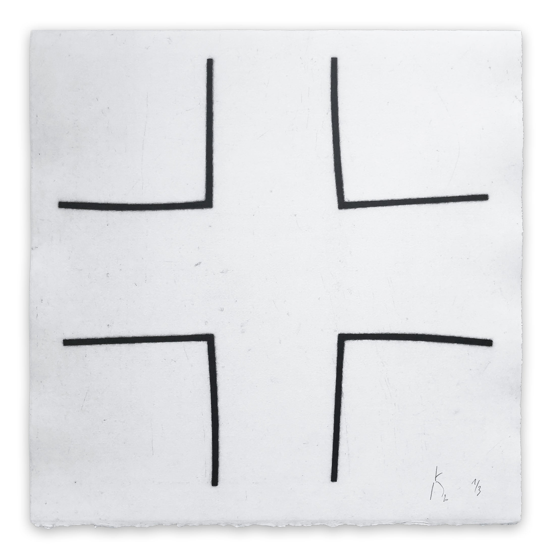 A set of four black and white squares on a white background.