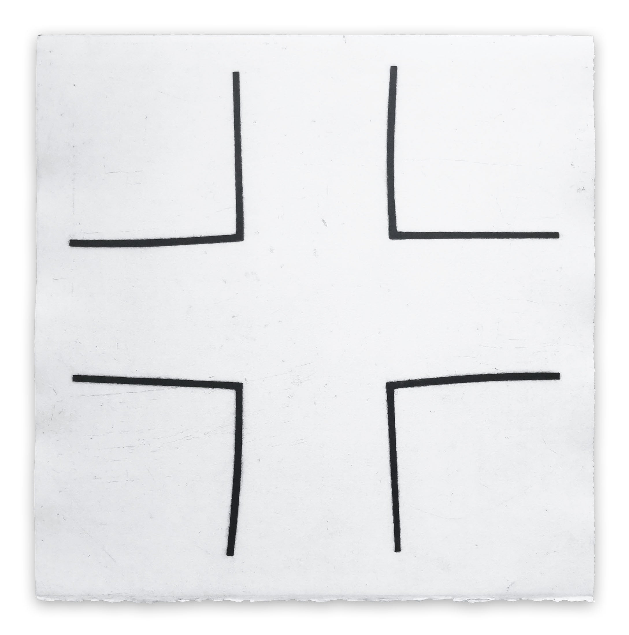 A set of four black and white squares on a white background.