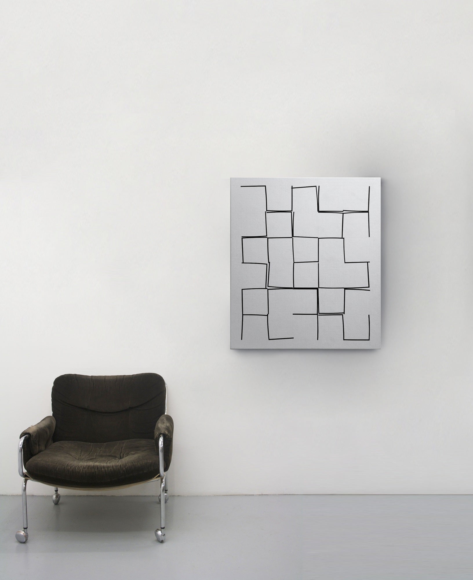 A black and white drawing of squares on a white background.