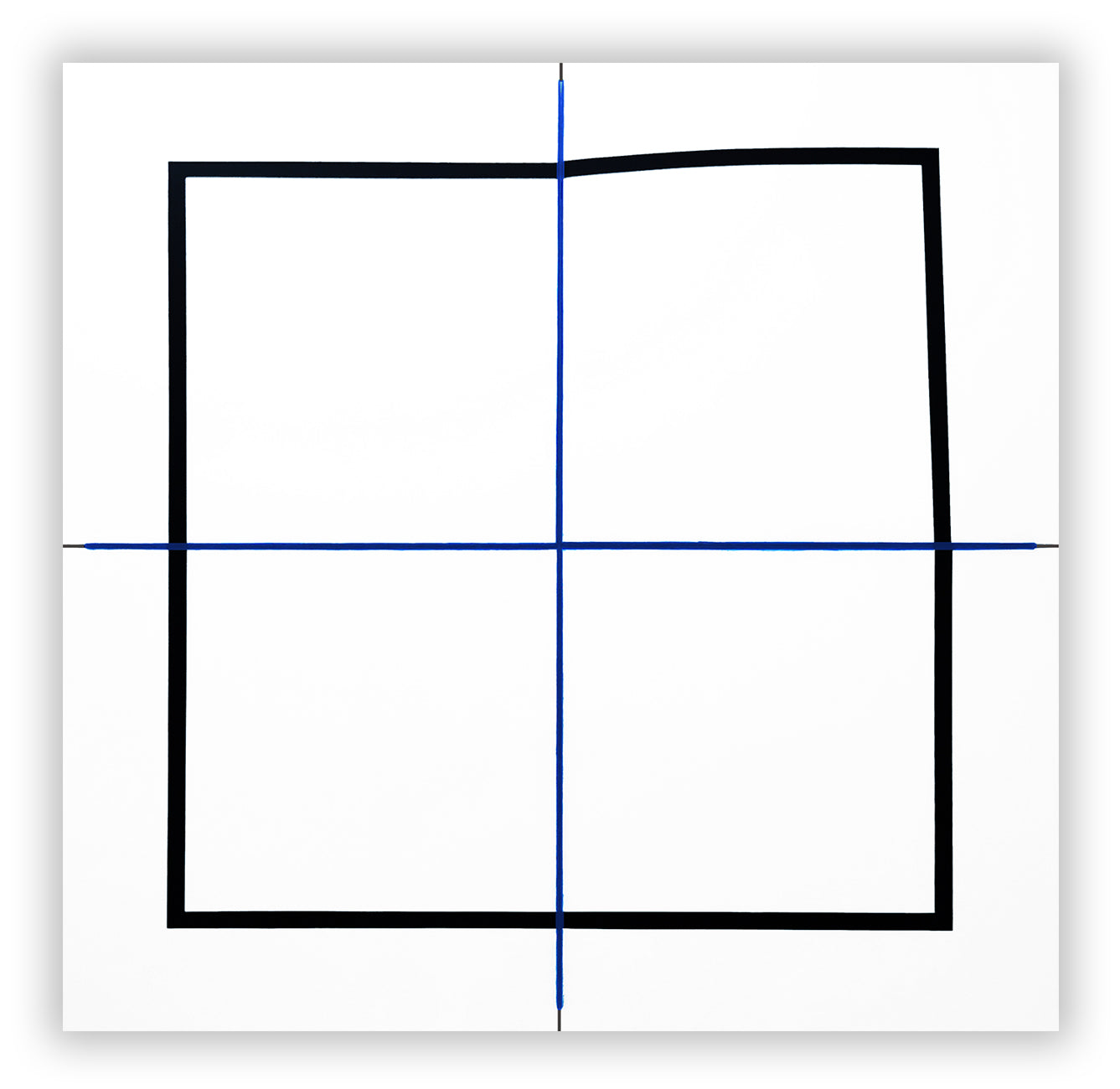 A square with a blue line in the middle of it.