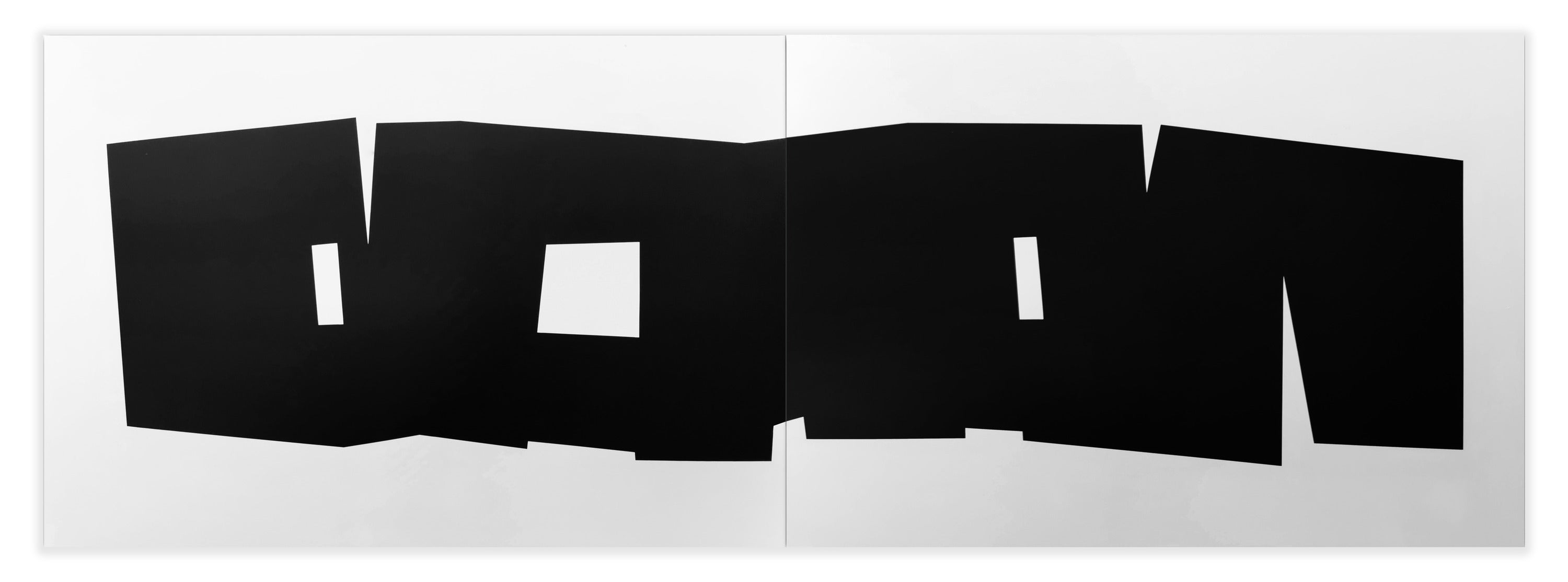 A black and white poster with the word DON cut out of it.