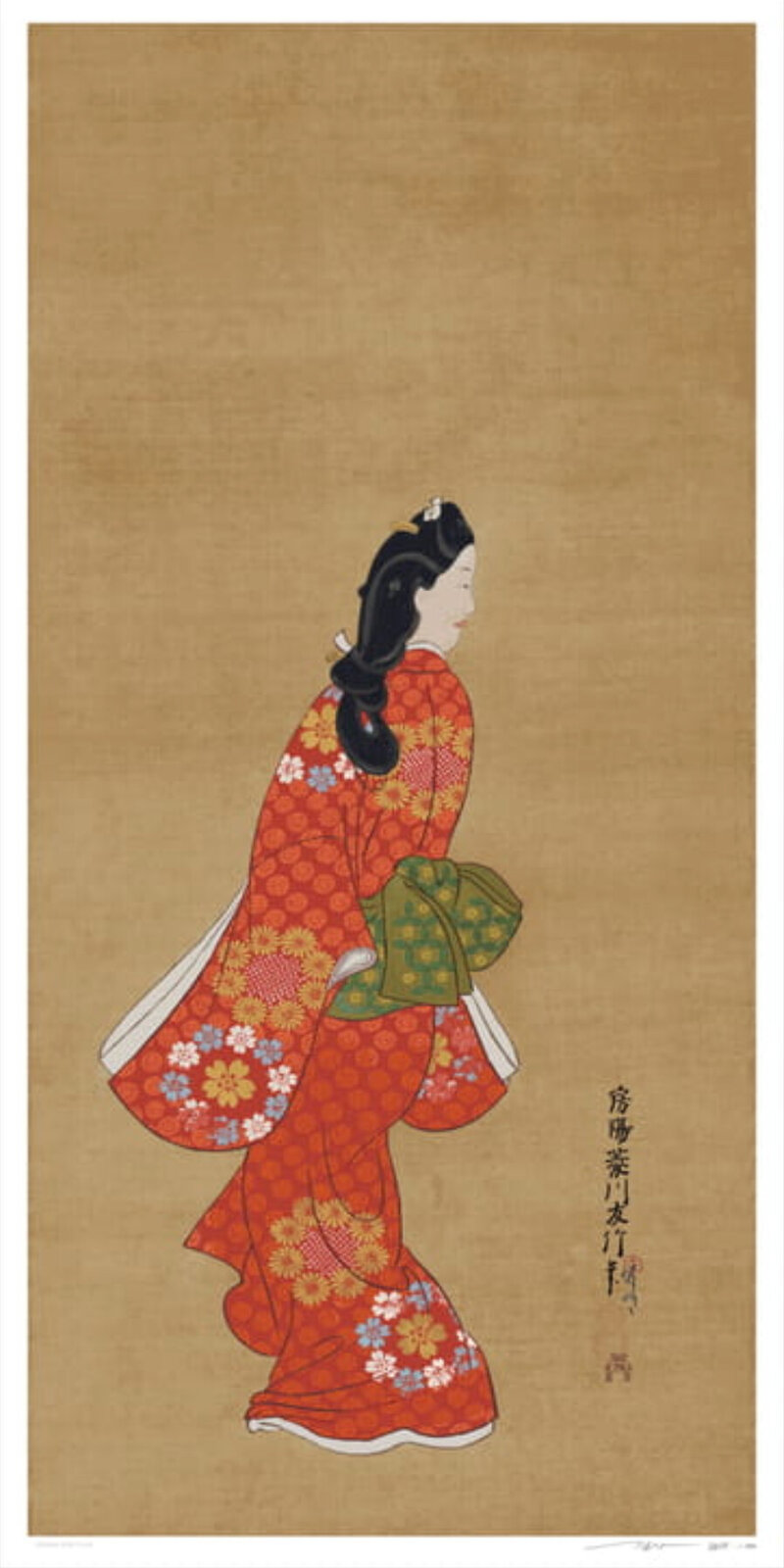 Hishikawa Moronobu's "Mikaeri Bijin-zu" A Moment Blessed by Flowers