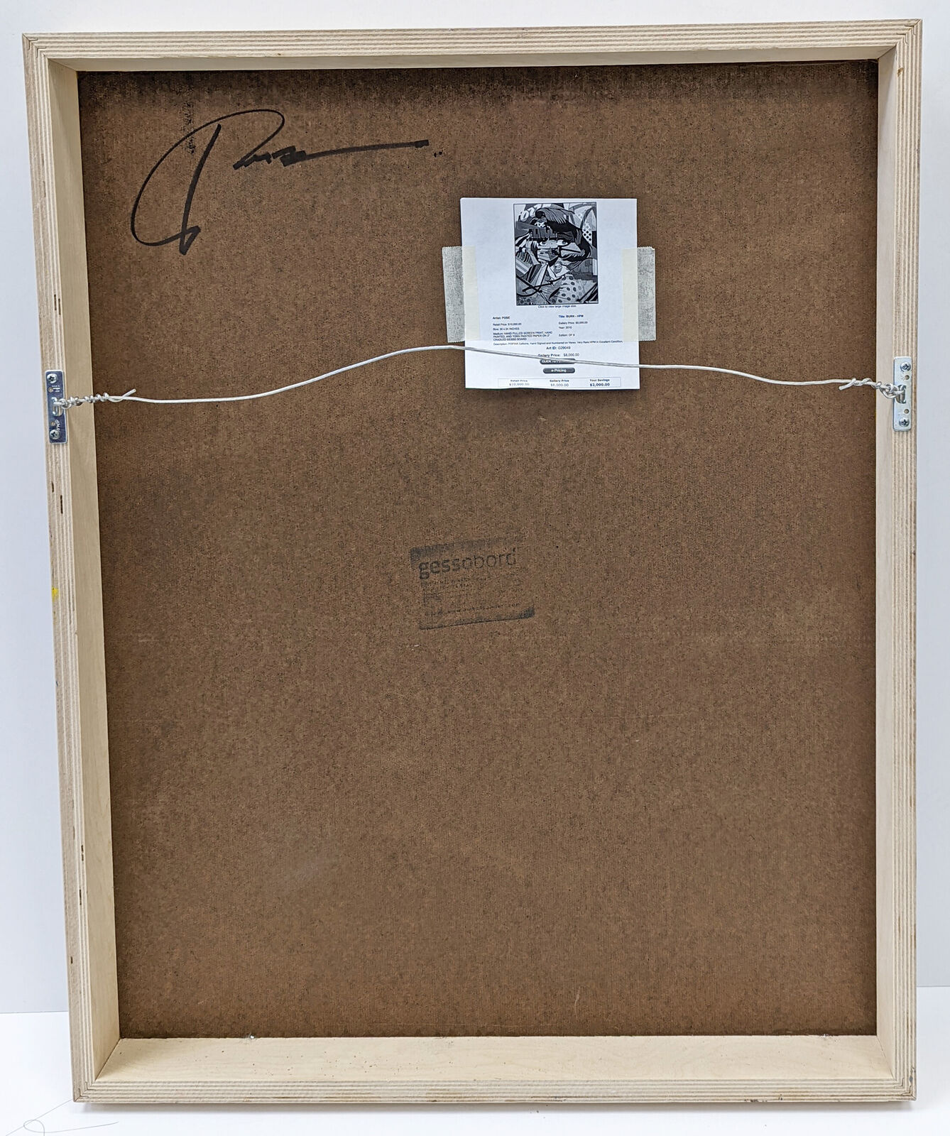 A painting of a woman with blue hair and a face mask.