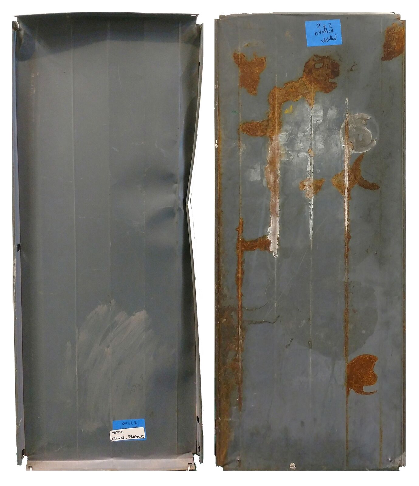 Two paintings of a man and a woman in a room.