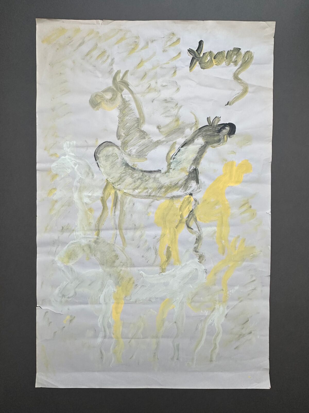 Untitled painting of horses by Purvis Young, circa 1990s