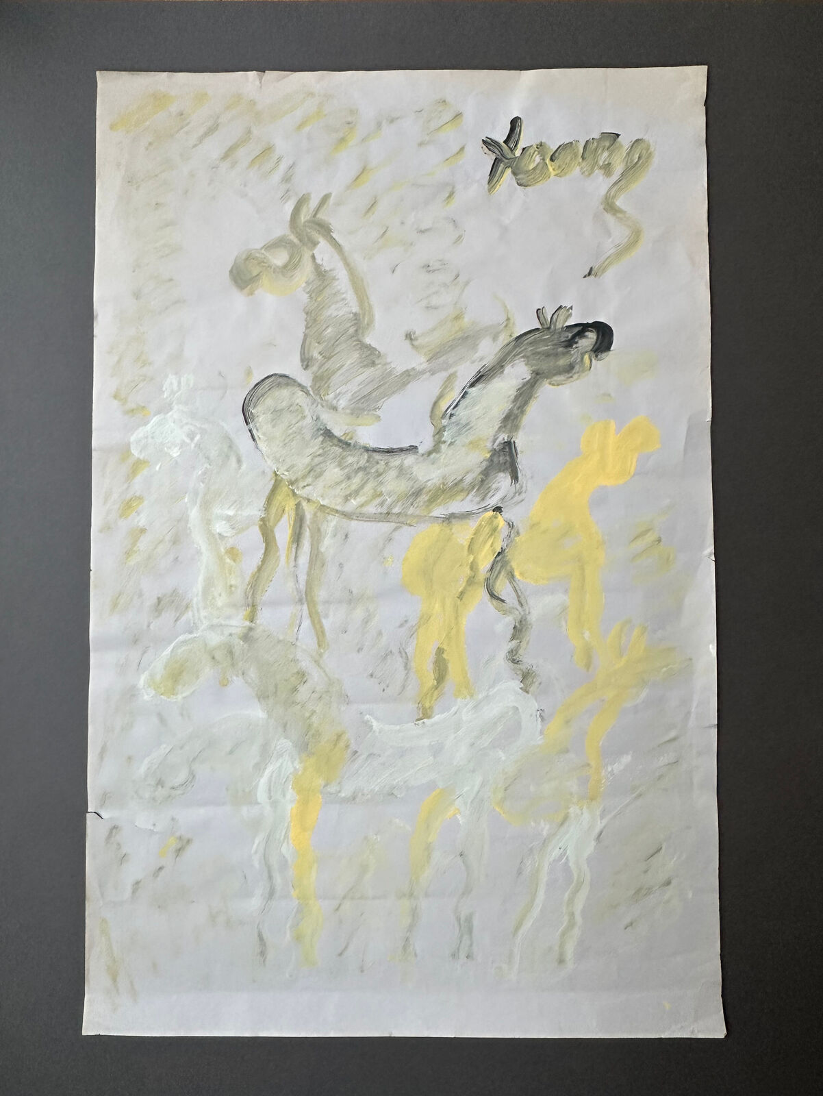 Artwork by Purvis Young, Untitled painting of horses, Made of Paint on newsprint 