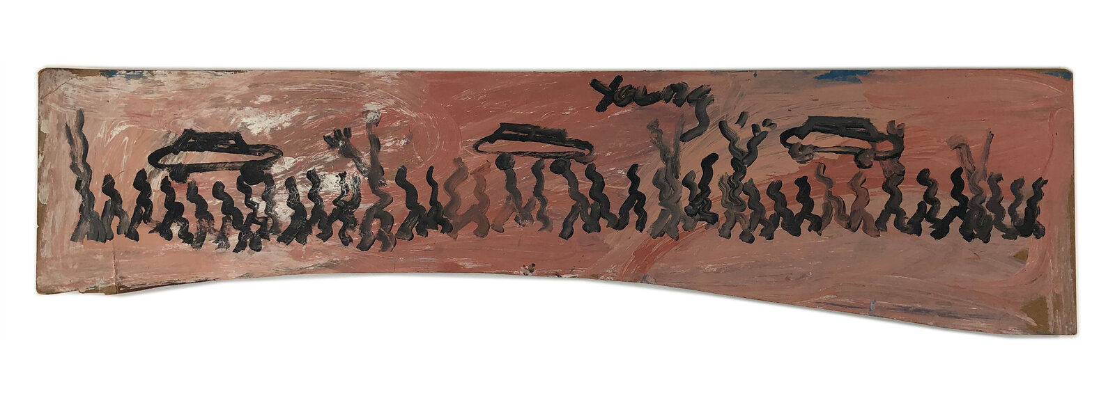 A piece of wood with a painting on it. 