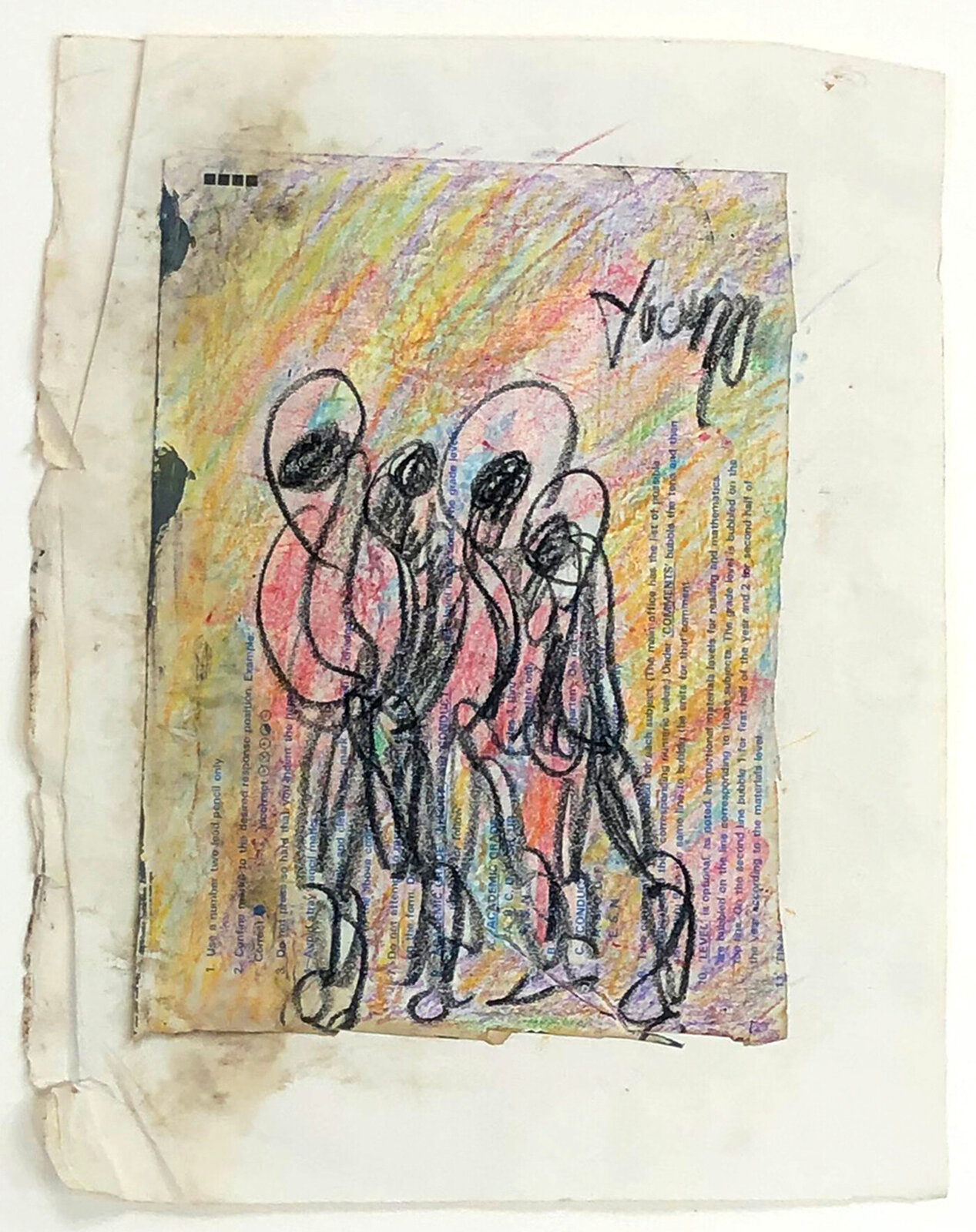 Artwork by Purvis Young, Convoy, Made of Mixed Media On Paper 