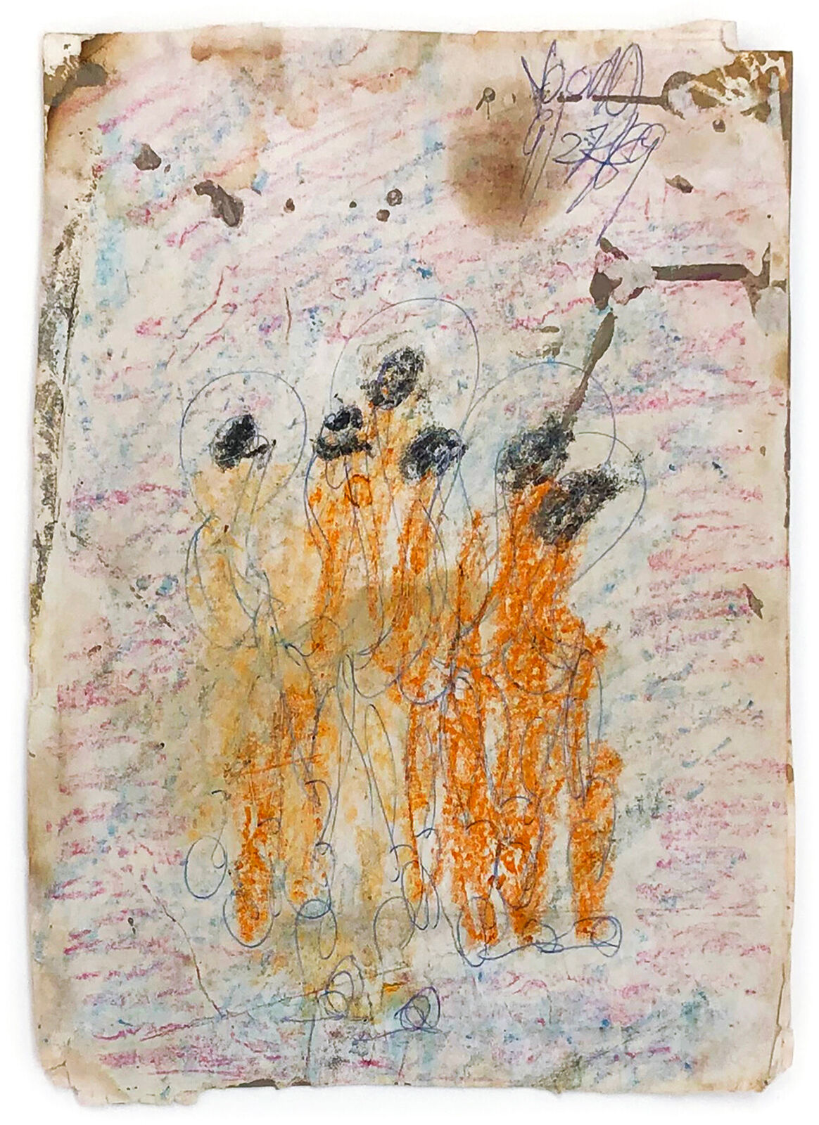 Artwork by Purvis Young, Gathering (original mixed media on paper), Made of Mixed Media On Paper 