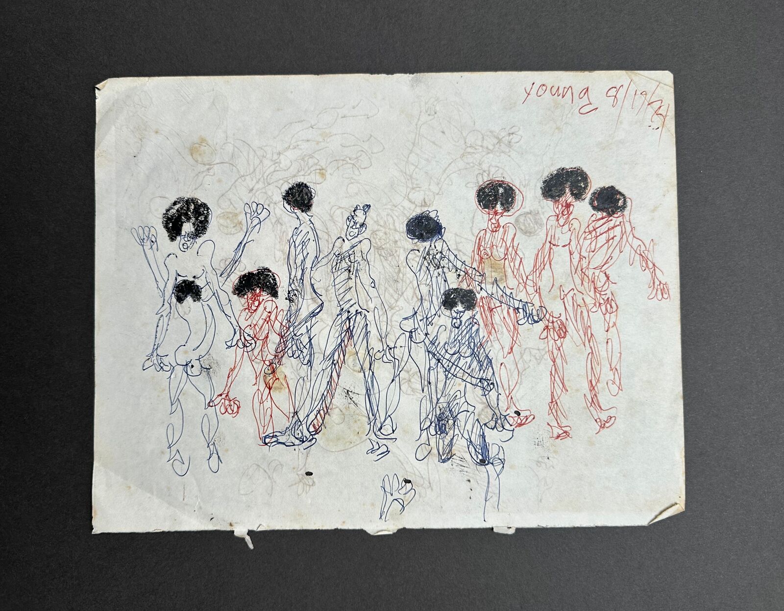 Untitled double-sided drawings by Purvis Young, 1975