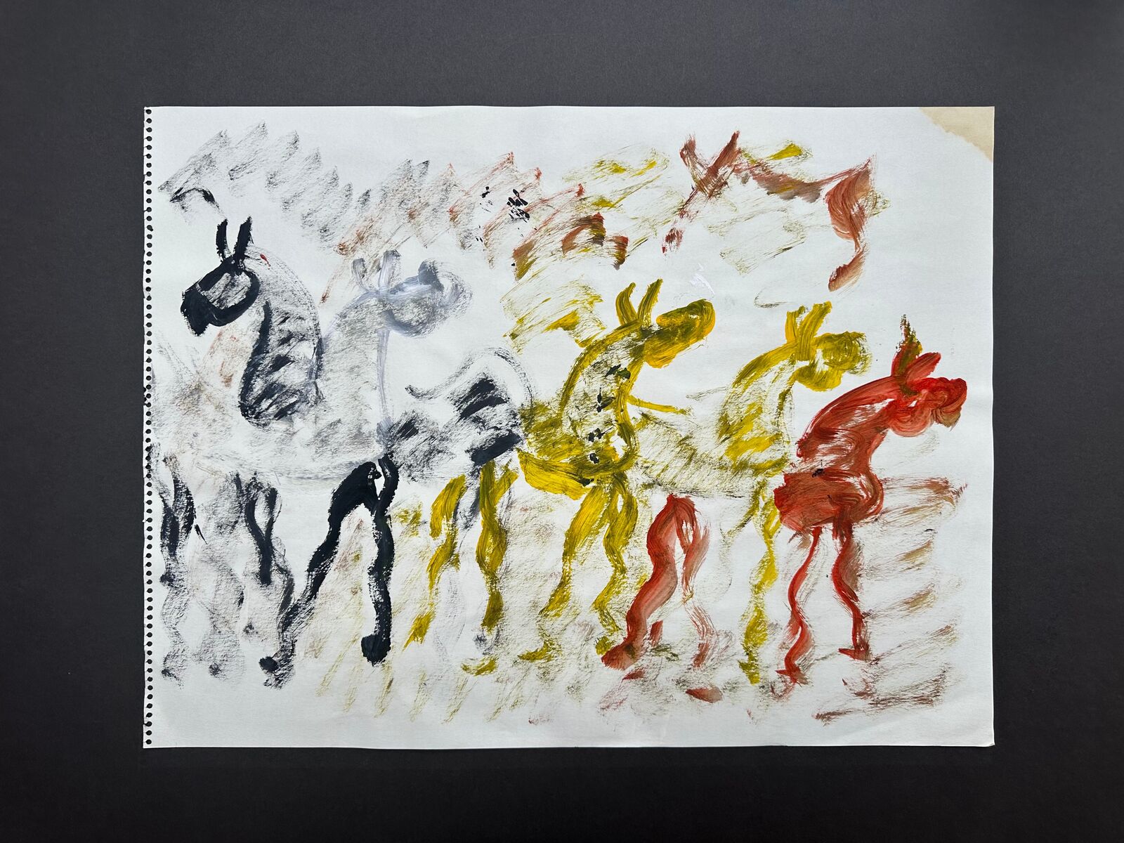 Untitled double-sided painting of horses