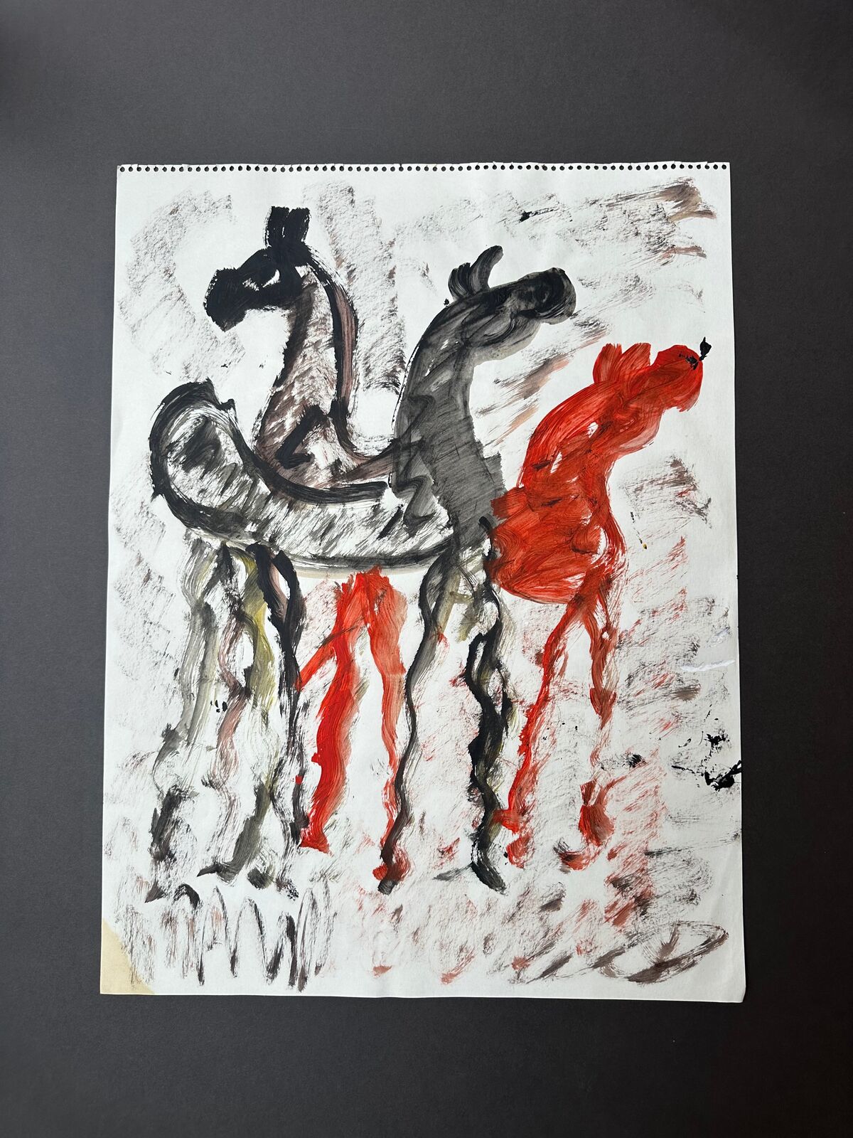 Untitled double-sided painting of horses by Purvis Young, circa 1990s