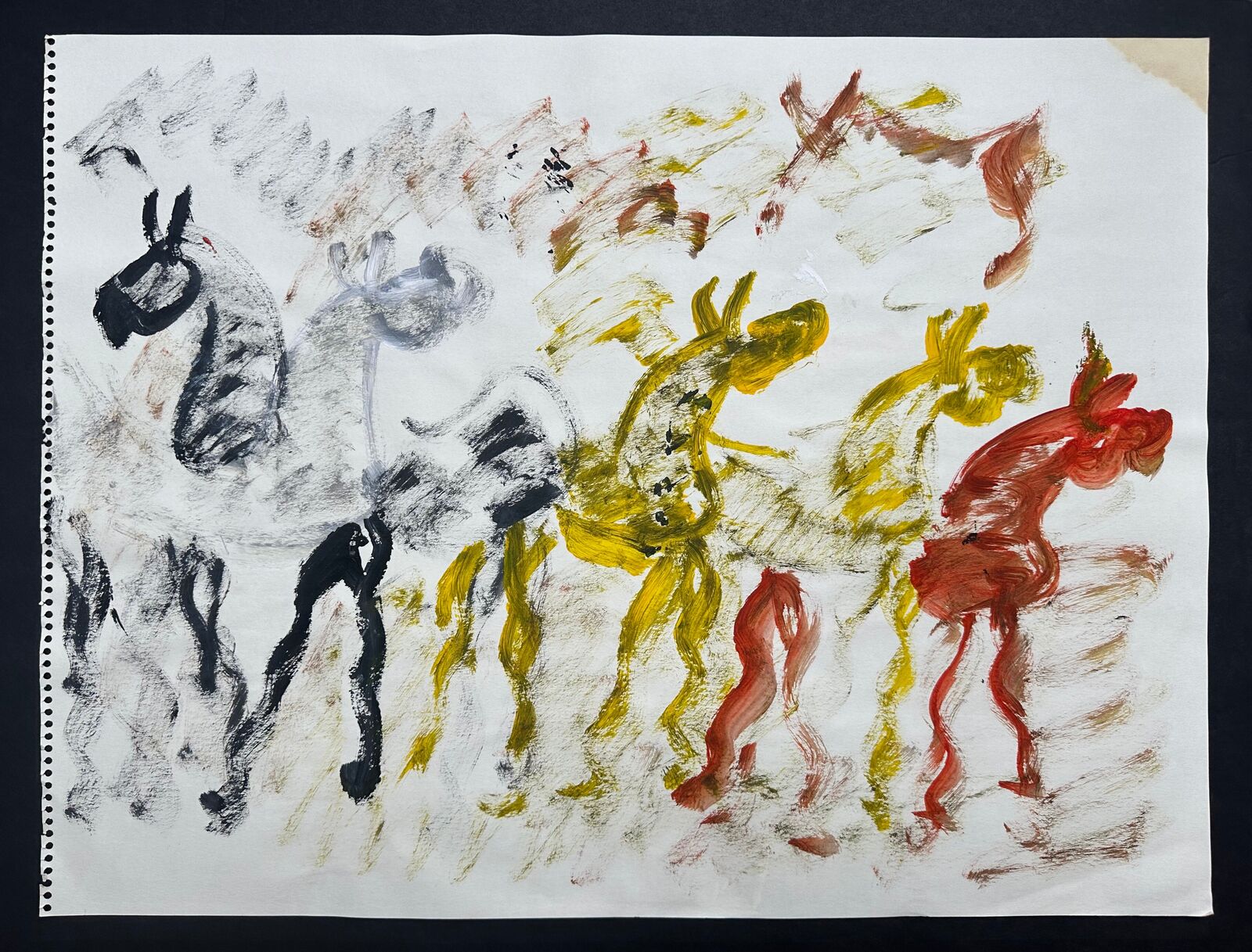Untitled double-sided painting of horses