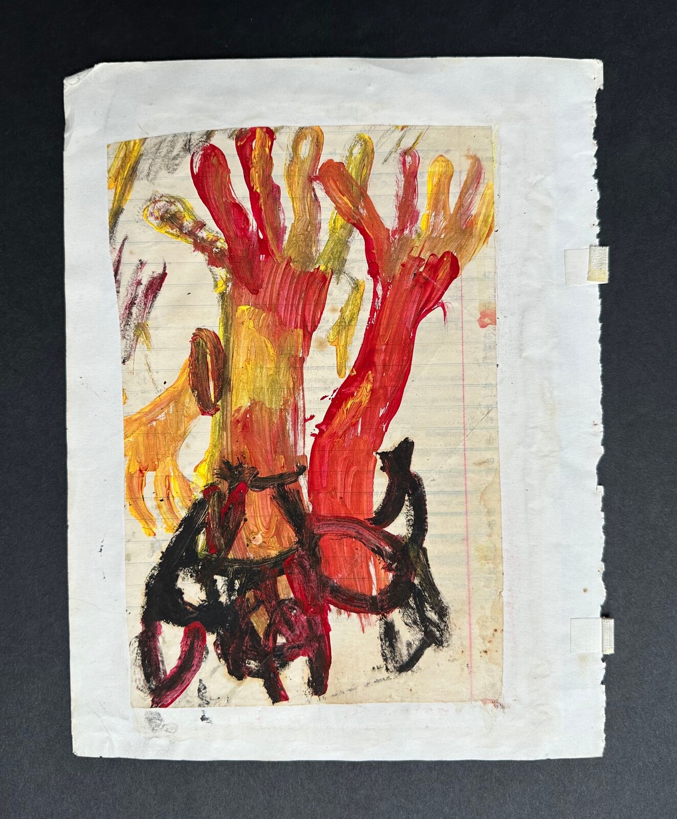 Artwork by Purvis Young, Untitled double-sided work (eyes and trees), Made of Mixed media on paper 