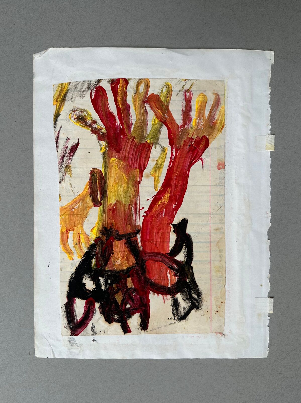 Artwork by Purvis Young, Untitled double-sided work (eyes and trees), Made of Mixed media on paper 