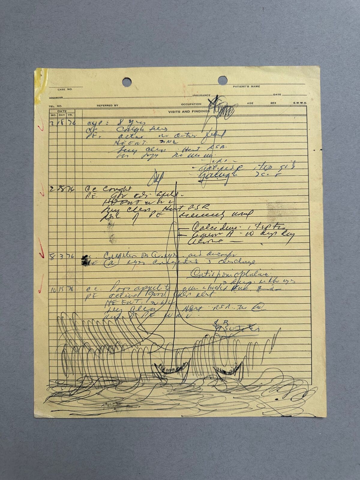 Untitled drawing of boats on water by Purvis Young, circa 1976