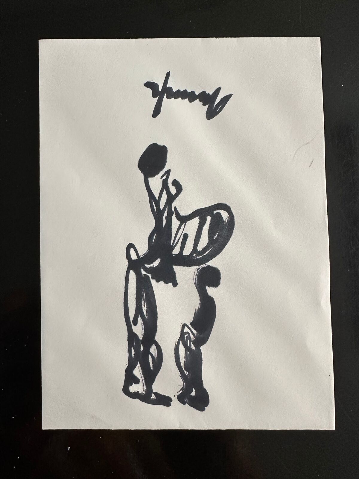 Untitled drawing of pregnant woman by Purvis Young, circa 1990s