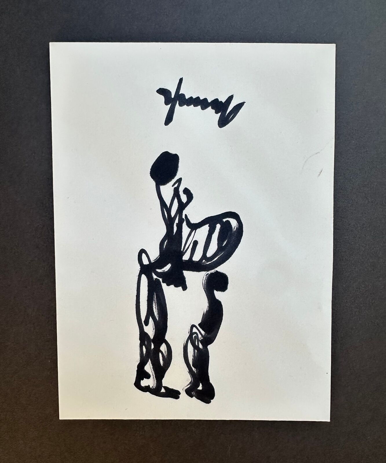 Artwork by Purvis Young, Untitled drawing of pregnant woman, Made of Felt tip pen on envelope 