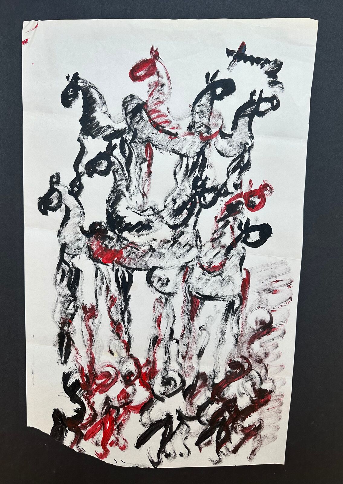 Untitled painting of horses by Purvis Young, circa 1990s