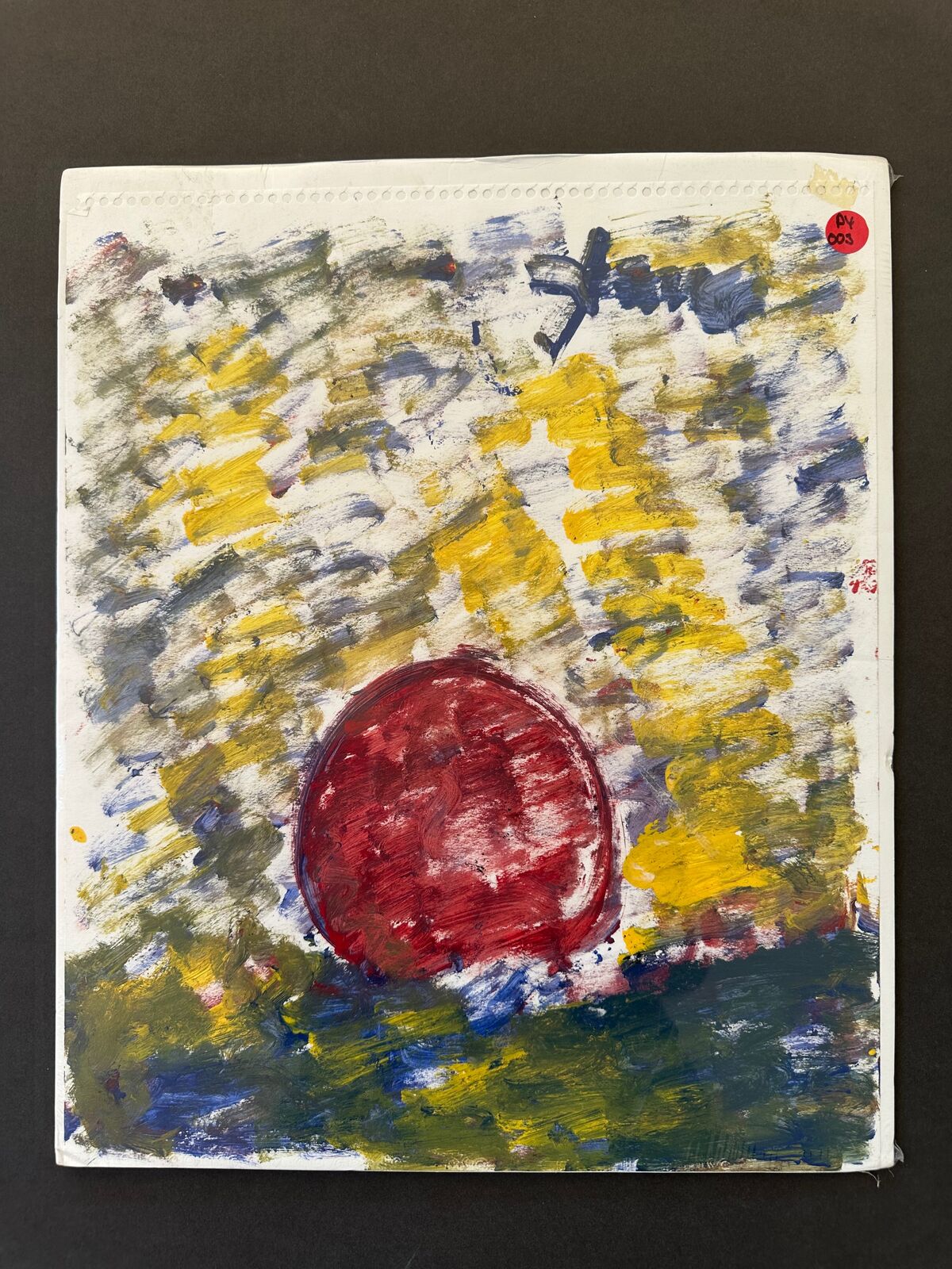 Artwork by Purvis Young, Untitled (Rising Sun), Made of Acrylic paint on paper 