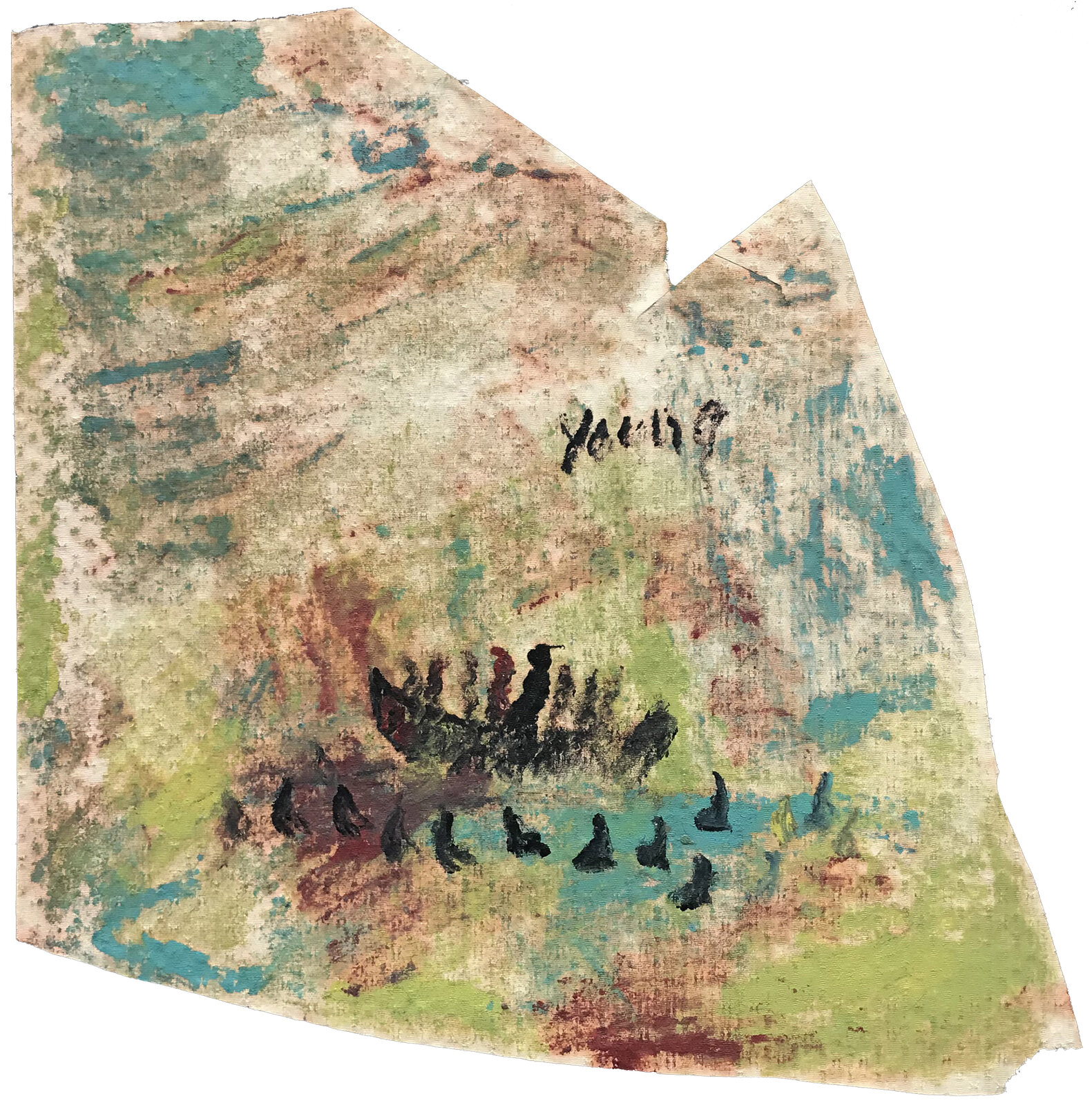 Artwork by Purvis Young, Voyage Home, Made of Mixed Media On Plastered Canvas 