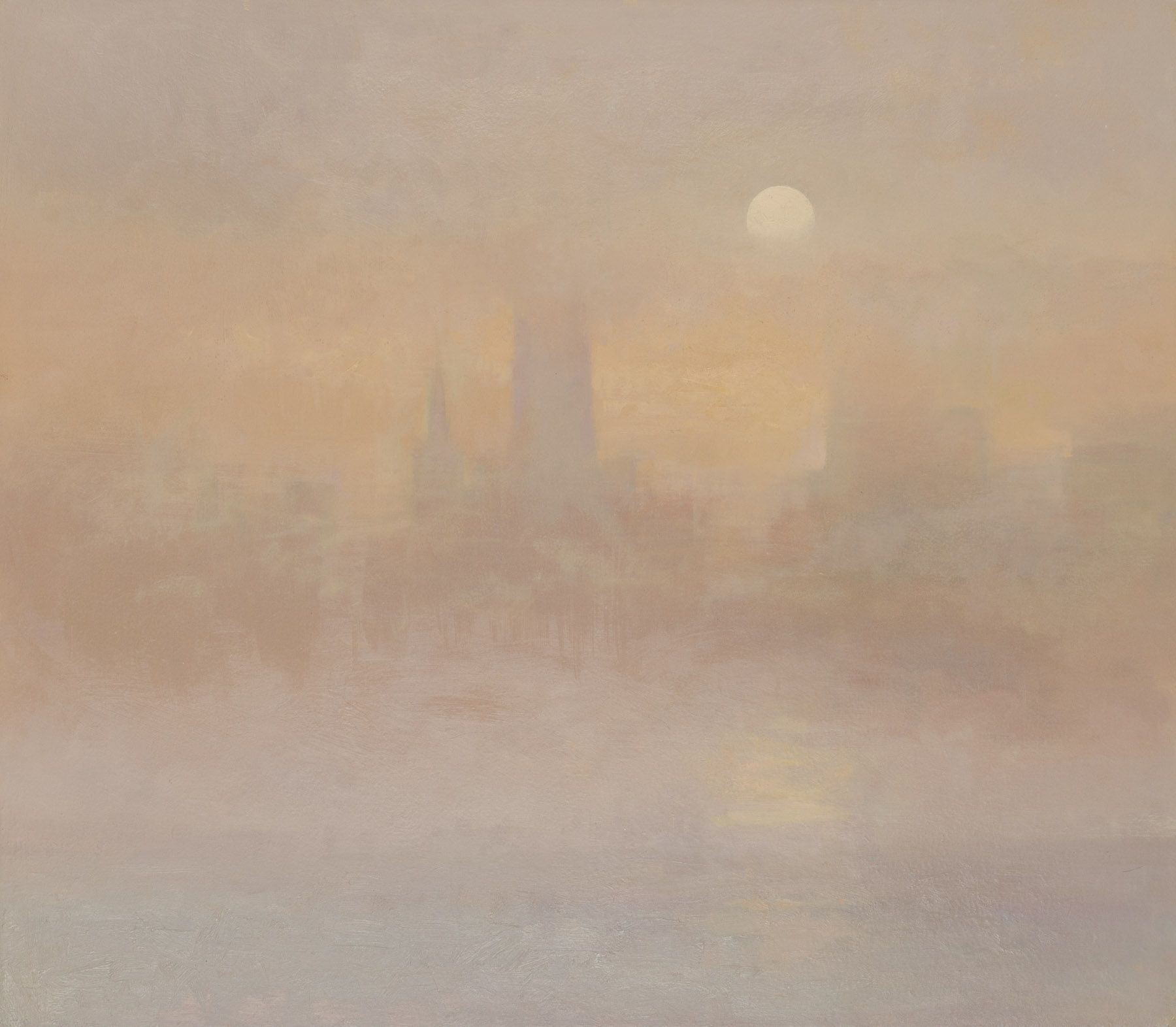 Artwork by Rachel Warner, Pale Moon In August, Made of Oil on linen on panel 
