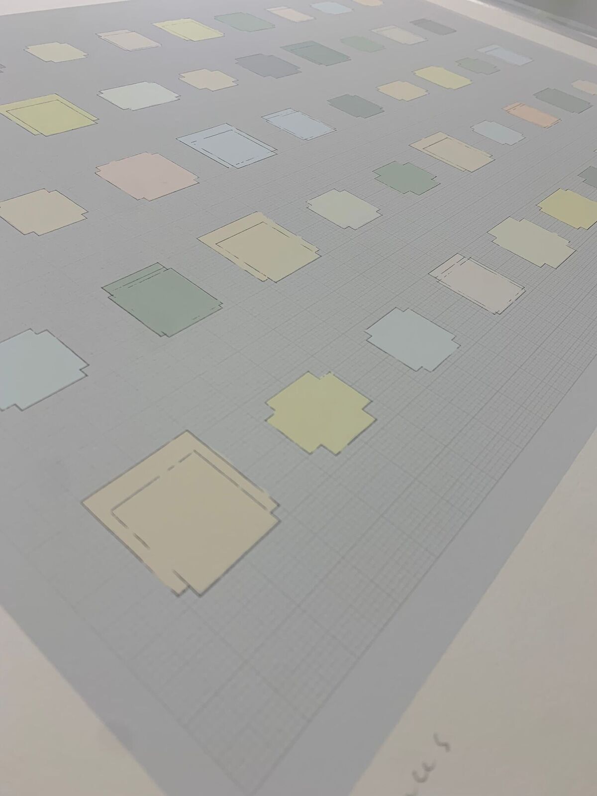 Artwork by Rachel Whiteread, 50 Spaces, Made of 24 Colour Screenprint on Somerset Tub Sized White 410gsm 