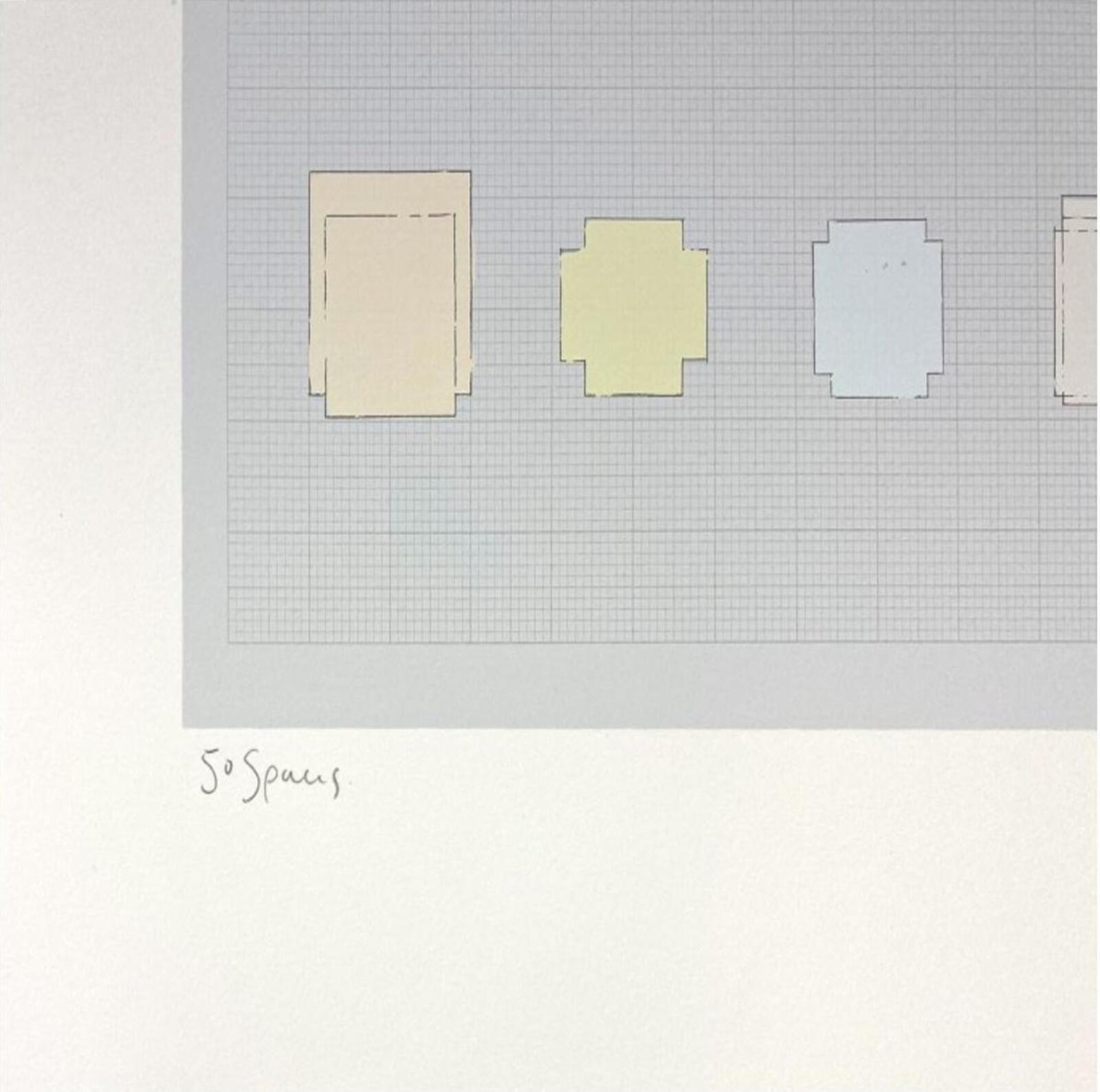 Artwork by Rachel Whiteread, 50 Spaces, Made of 24 Colour Screenprint on Somerset Tub Sized White 410gsm 