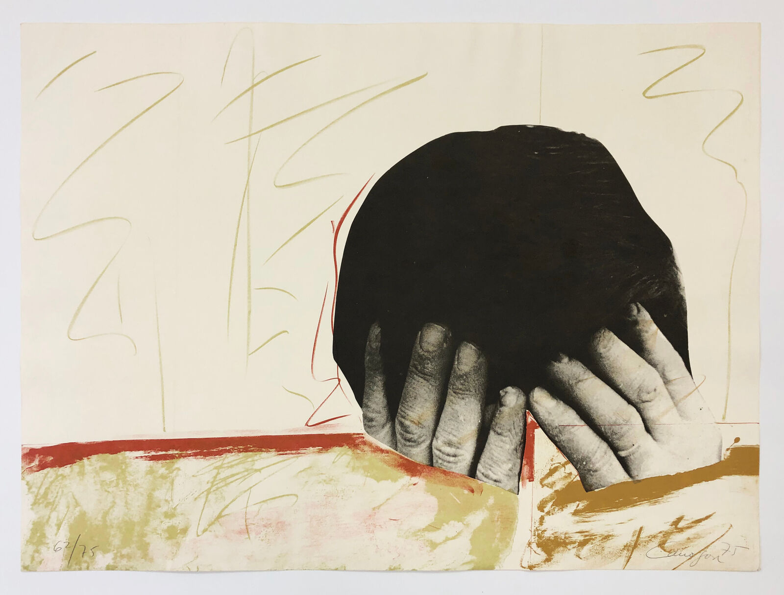 Artwork by Rafael Canogar, El Pensador (The Thinker), hand signed lithograph, Made of Lithograph With Photolithography 