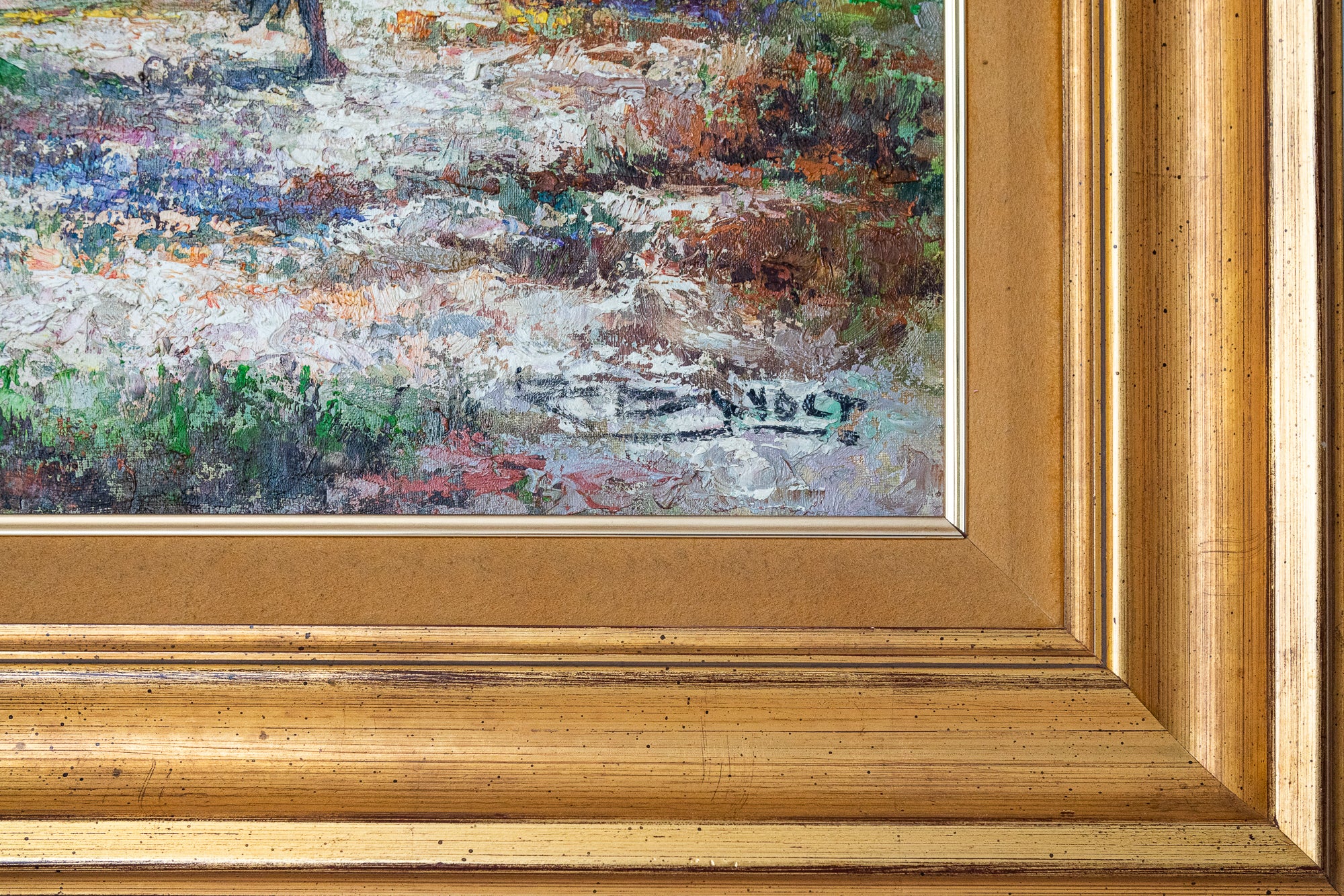 A painting of a landscape with a church on a hill.