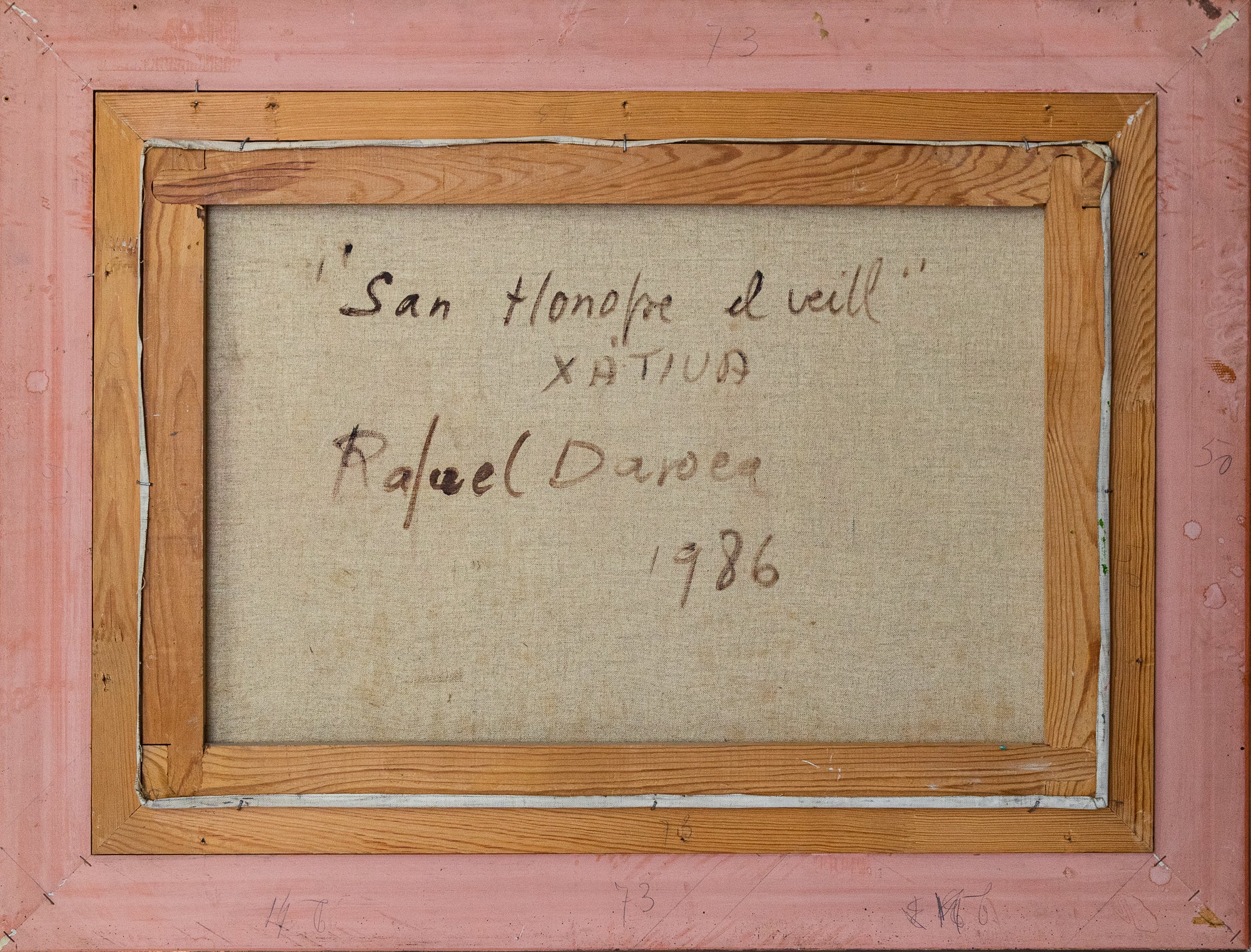 A painting of a landscape with a church on a hill.