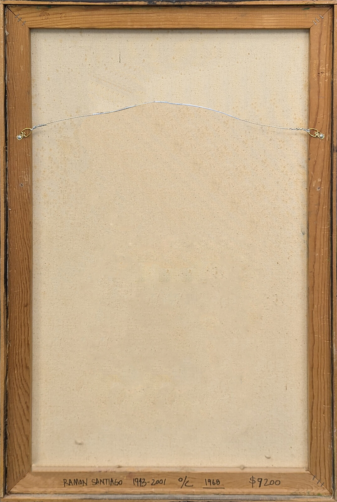 A painting of a woman holding a bouquet of flowers.